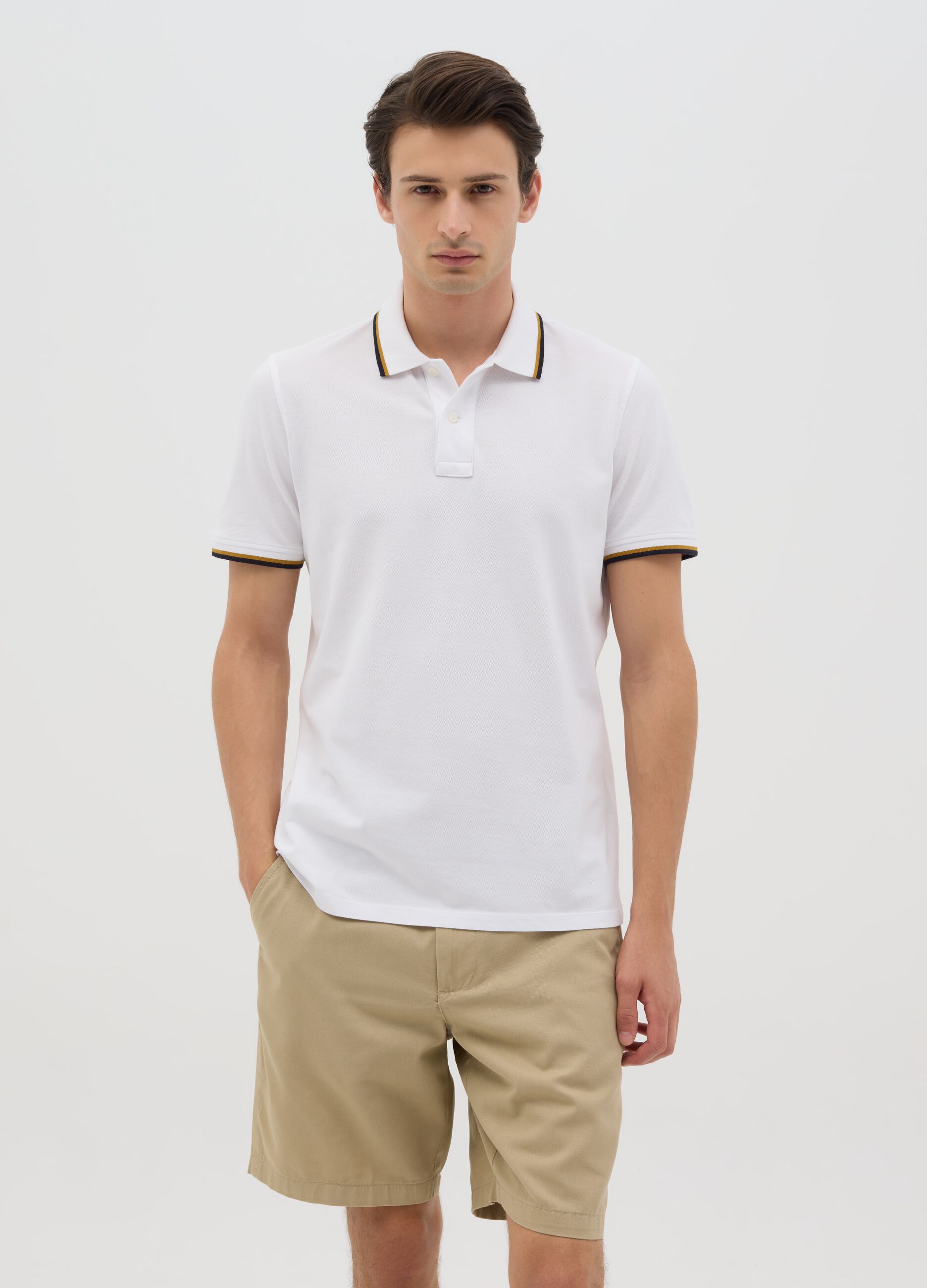 White short-sleeve cotton polo by Ovs