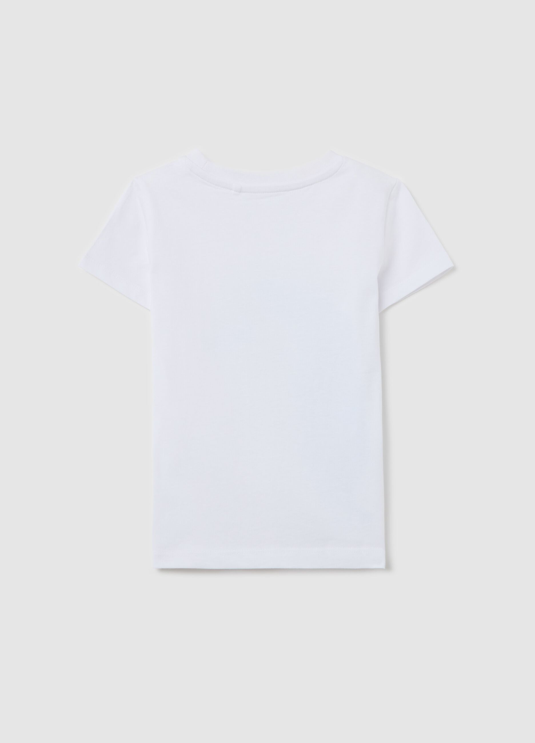 White cotton T-shirt with glitter print