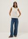 Beige pure cotton top with shoulder ties_1