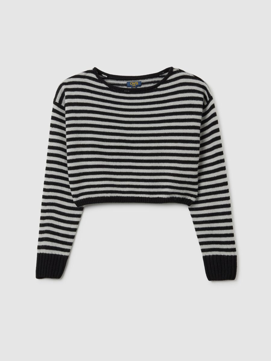 Maglione nero e bianco a righe_3