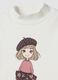T-shirt bianca con collo rialzato in puro cotone organico con stampa_2