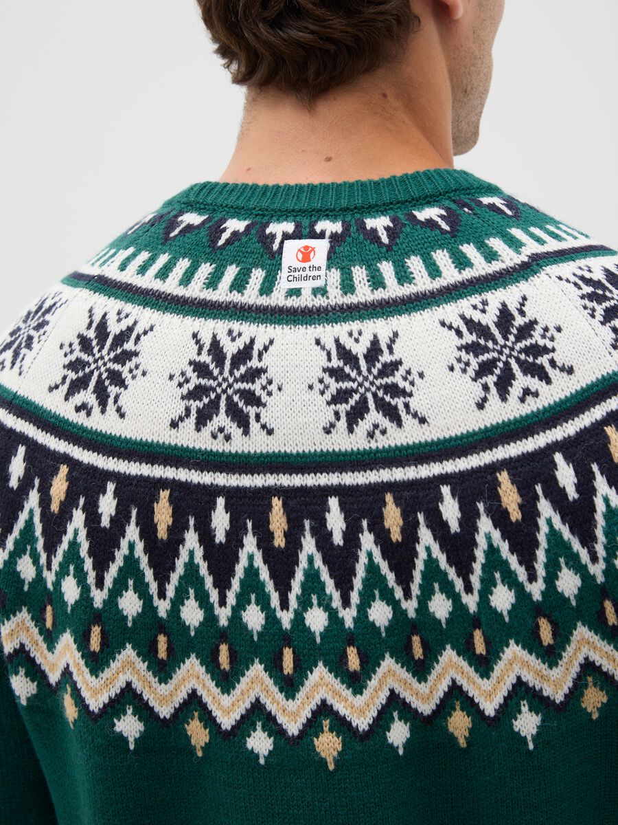 Save the Children Christmas Jumper with Green Jacquard Motif_3