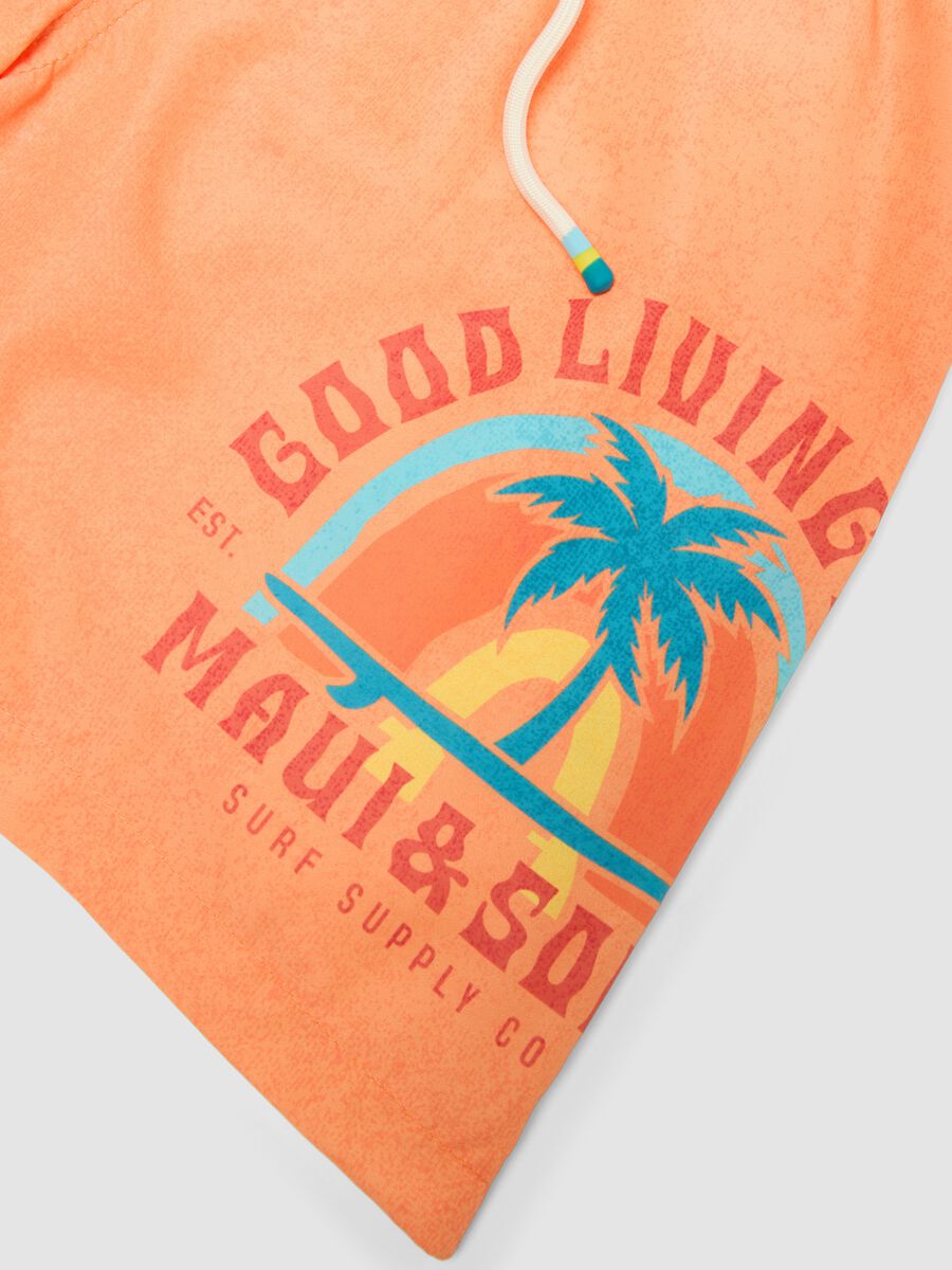 Orange boys&rsquo; swim shorts with tropical print_2