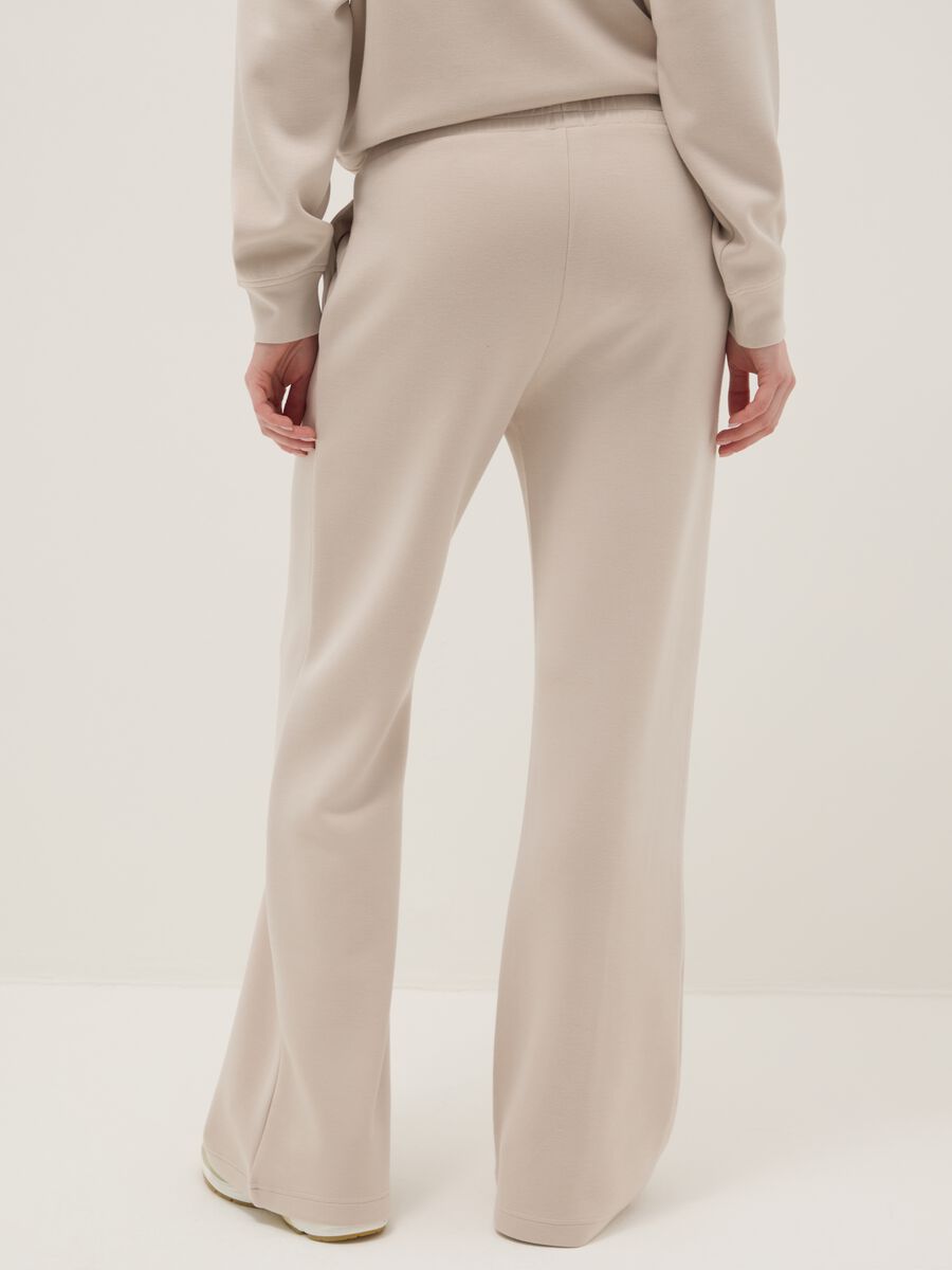 Beige wide leg trousers in stretch modal blend_2