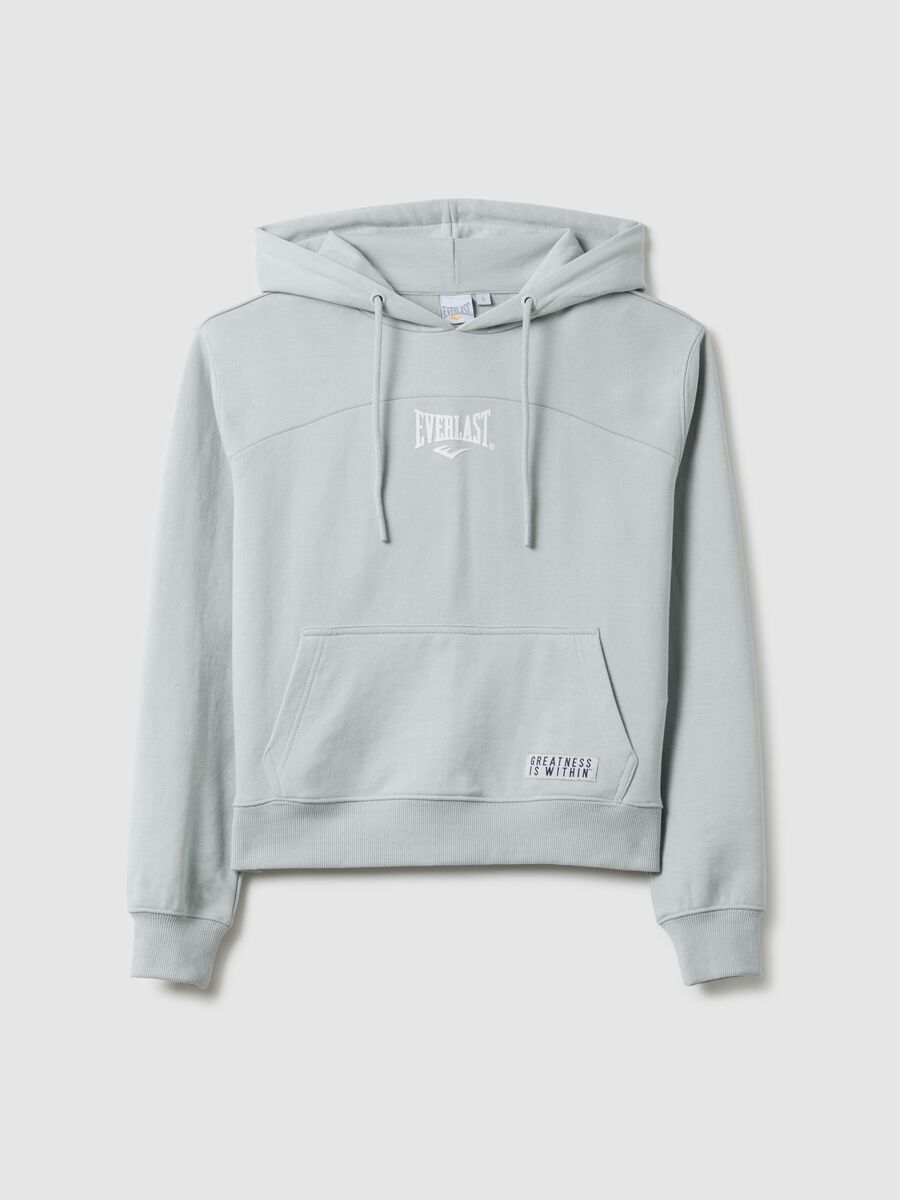 Felpa in misto cotone grigia regular fit con cappuccio_4