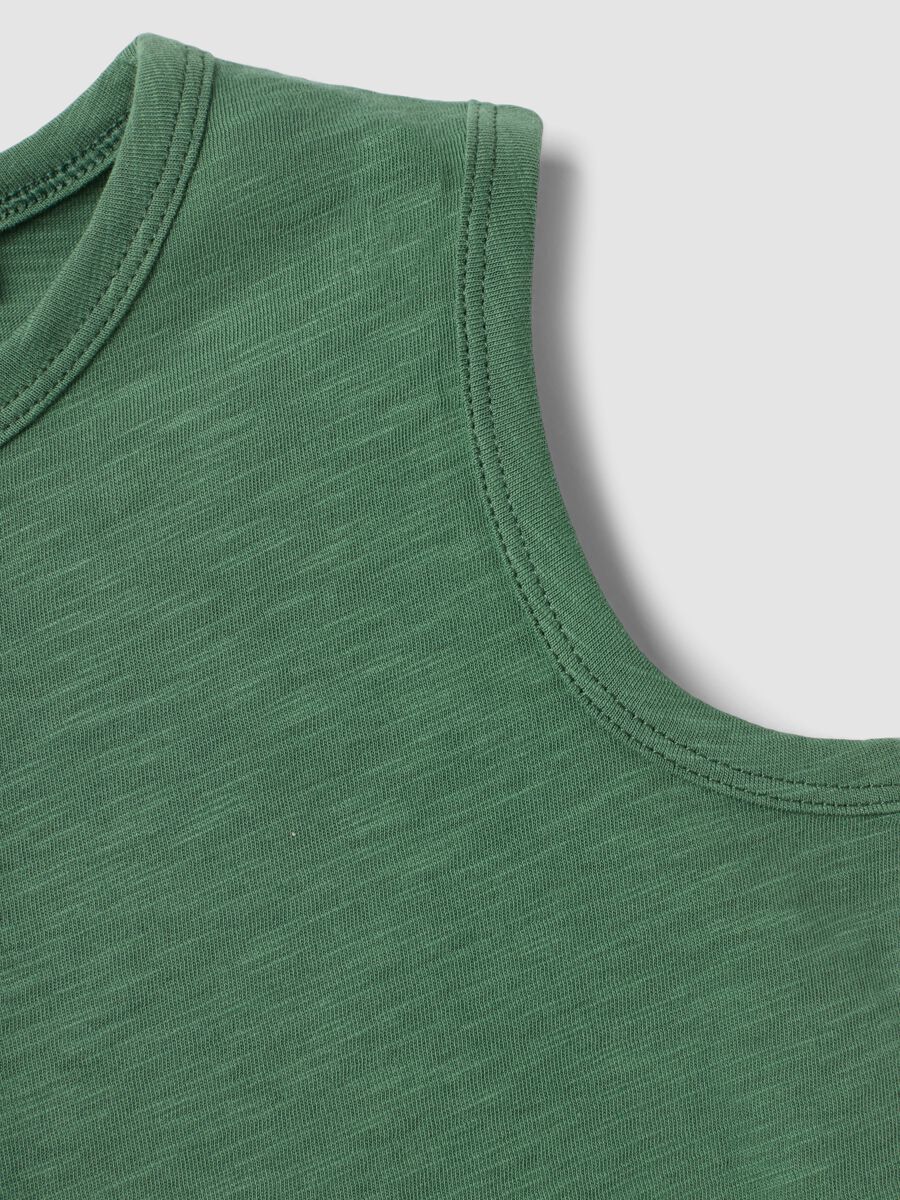 Green pure cotton vest top with buttons_3
