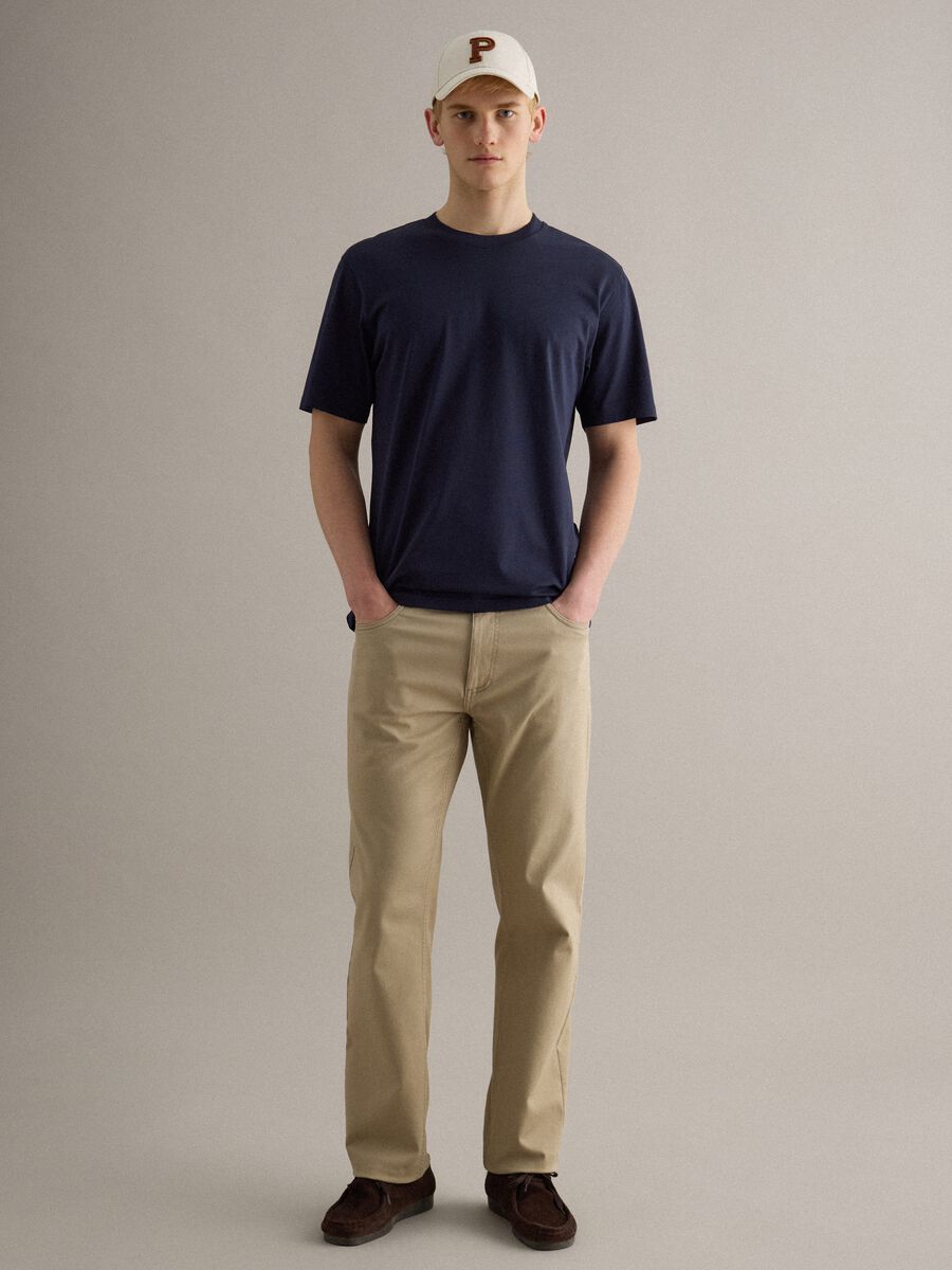 T-shirt girocollo in puro cotone blu relaxed fit_2