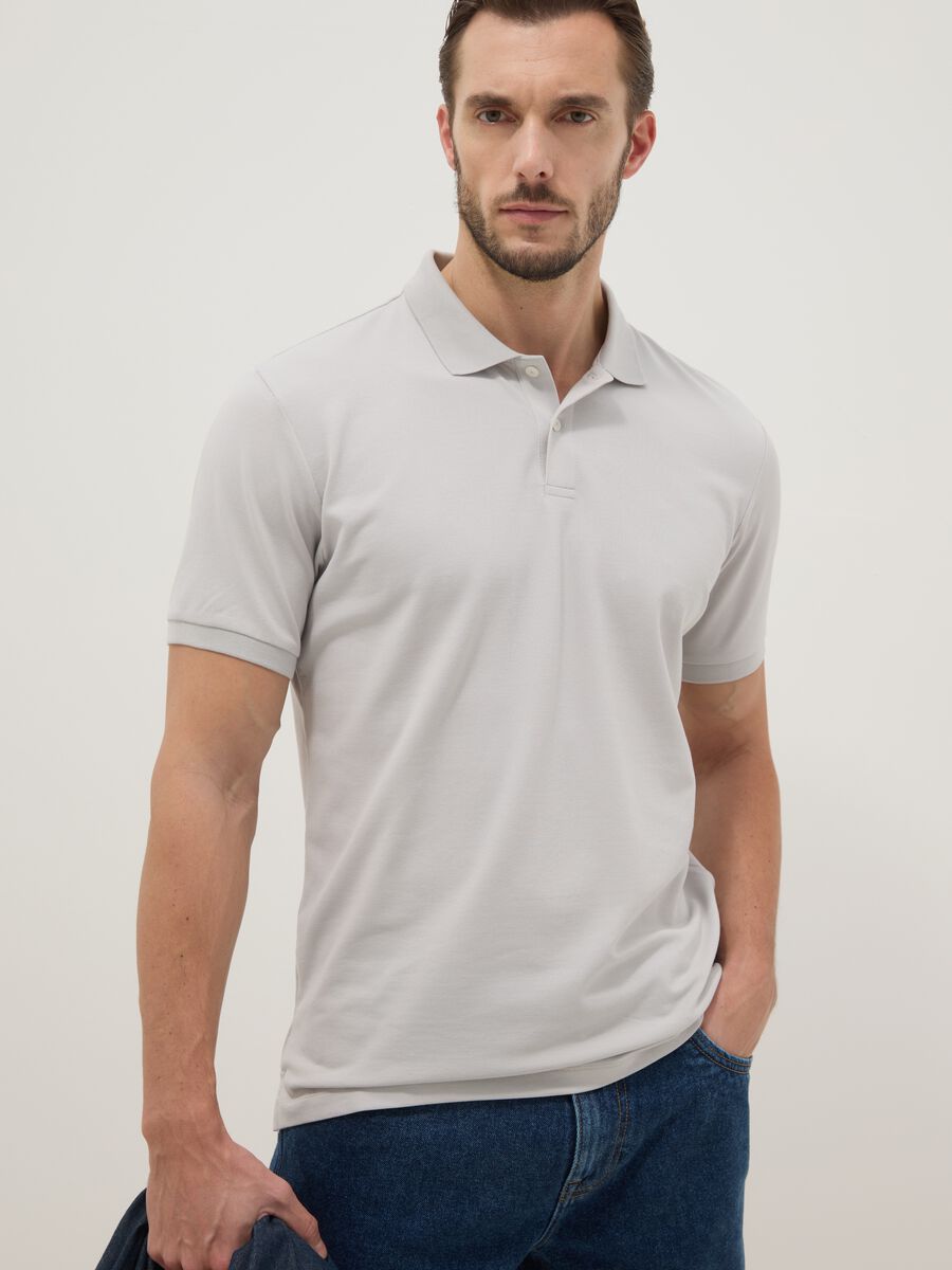 Polo in misto cotone elasticizzato grigia regular fit_0