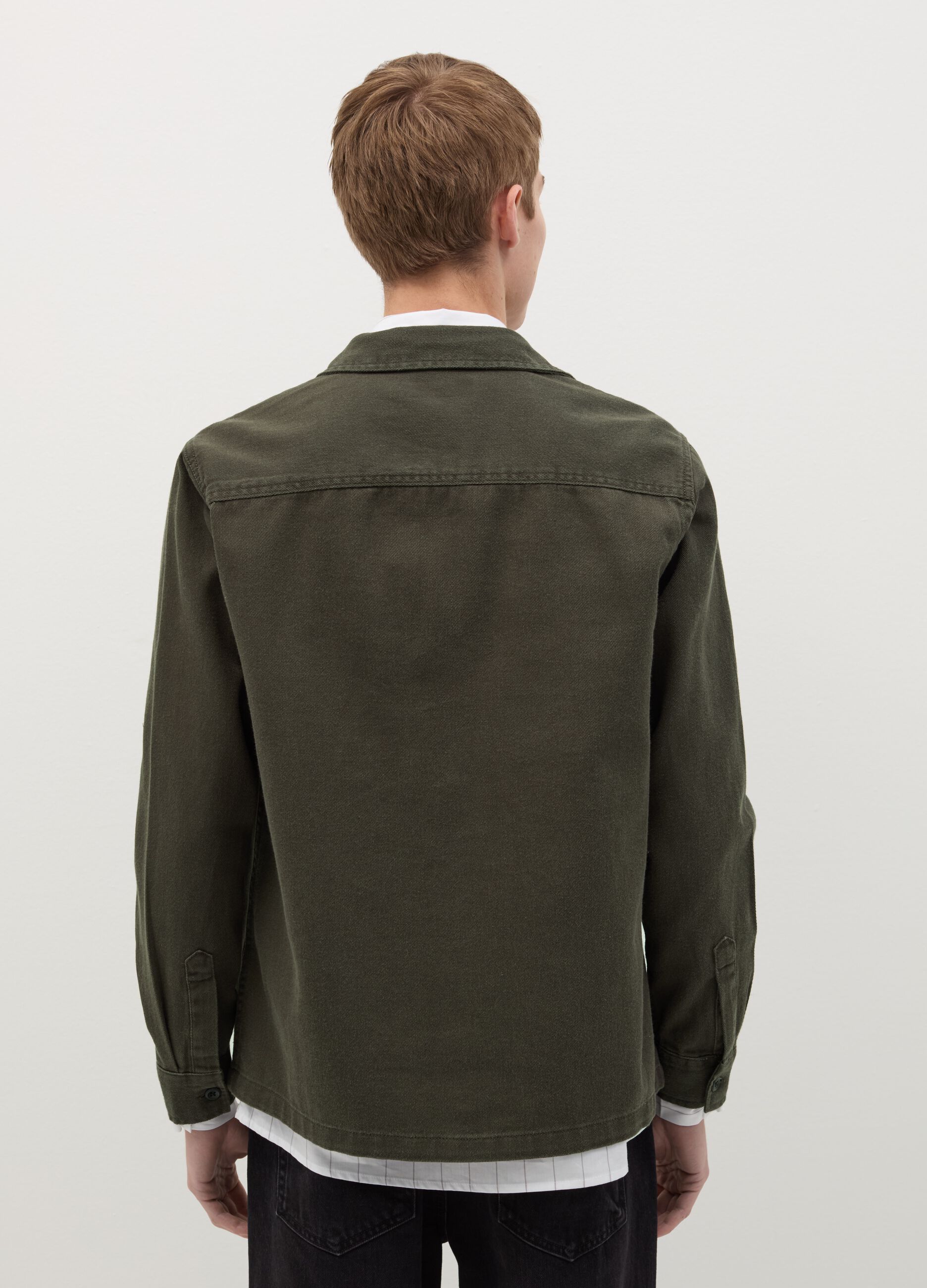 Twill shacket with pockets