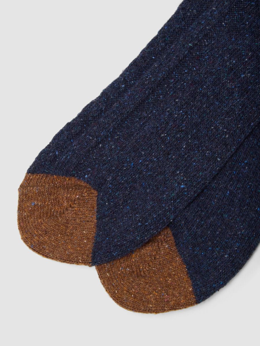 Calze corte blu navy in lana e seta elasticizzata_2