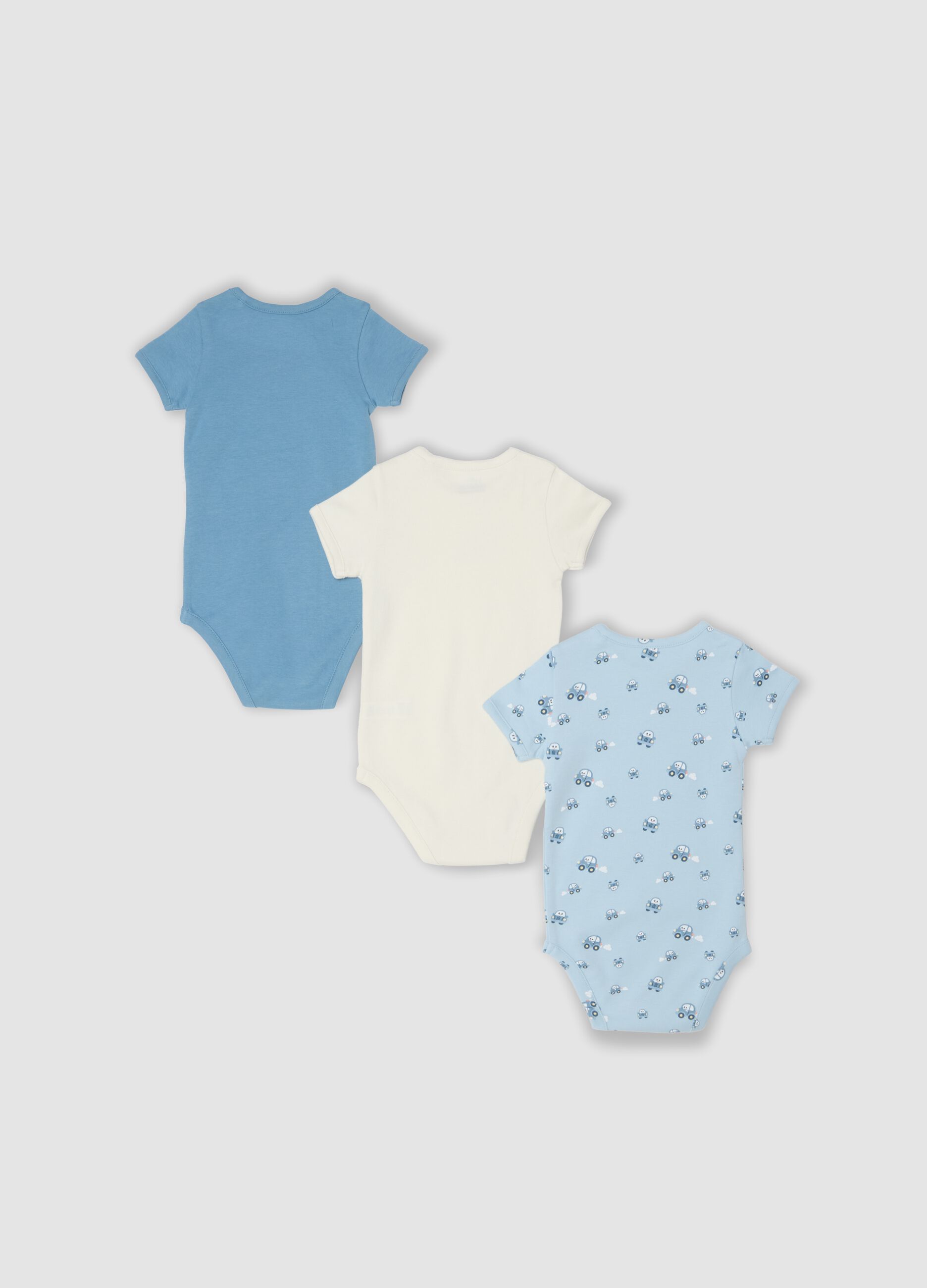 Tripack di body multicolor in puro cotone organico per neonato e bimbo