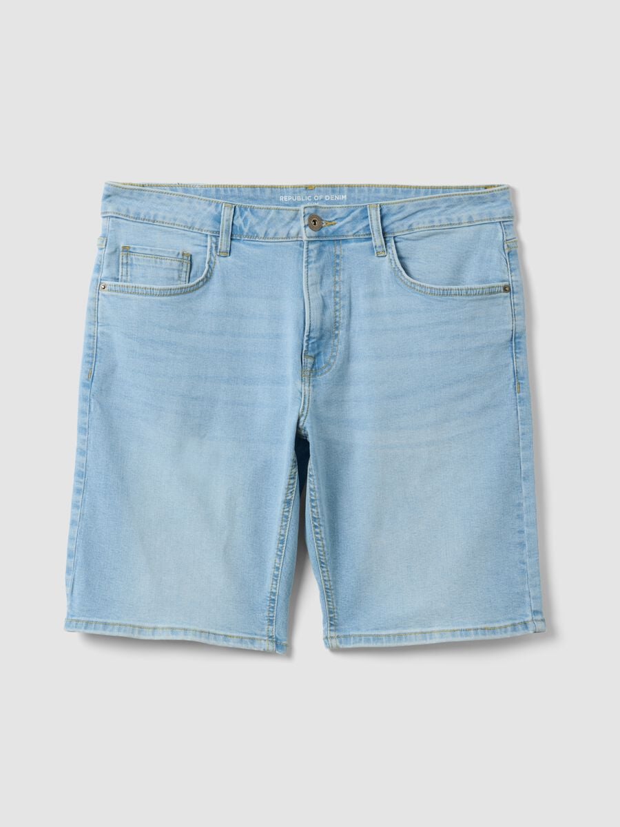 Light blue stretch cotton bermuda shorts_4