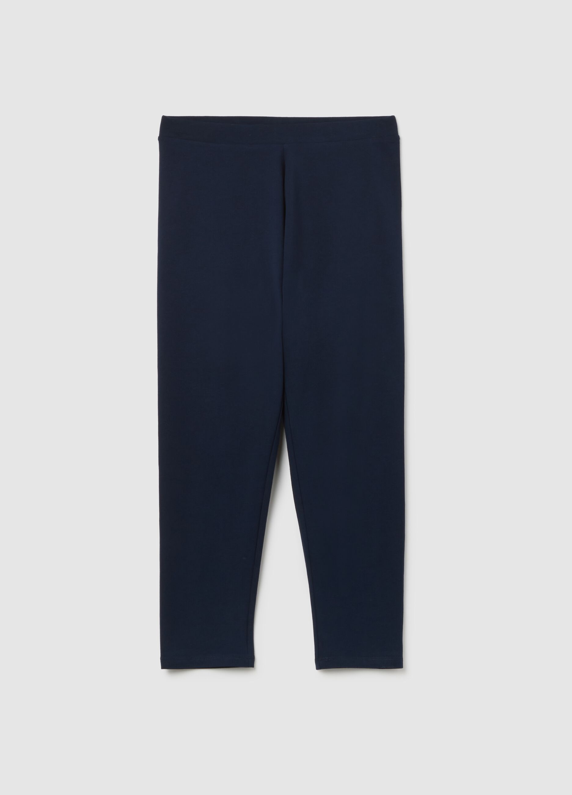 Women's blue elastic cotton leggings with regular fit