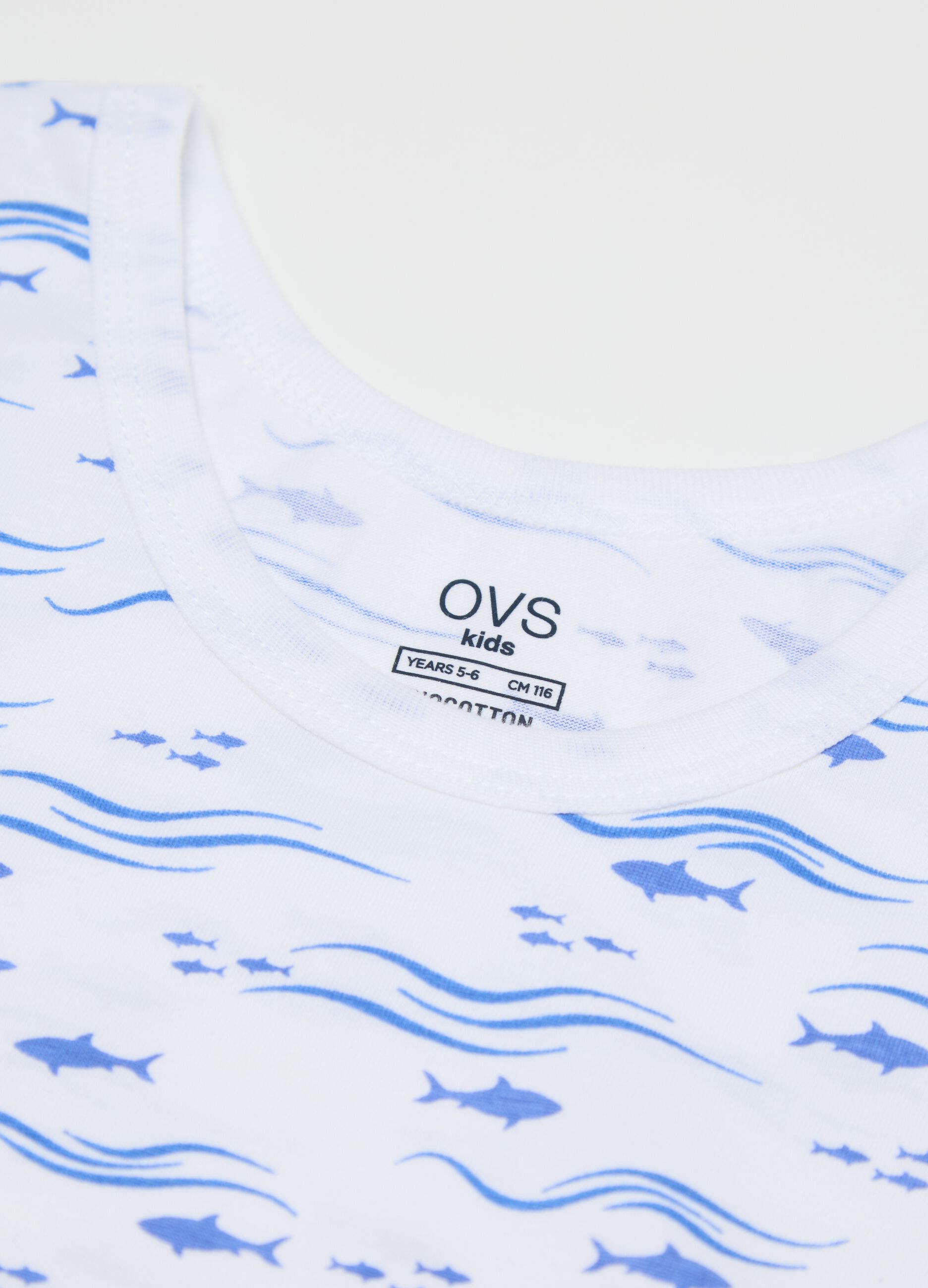 Two-pack white and light blue racerback vests in organic cotton