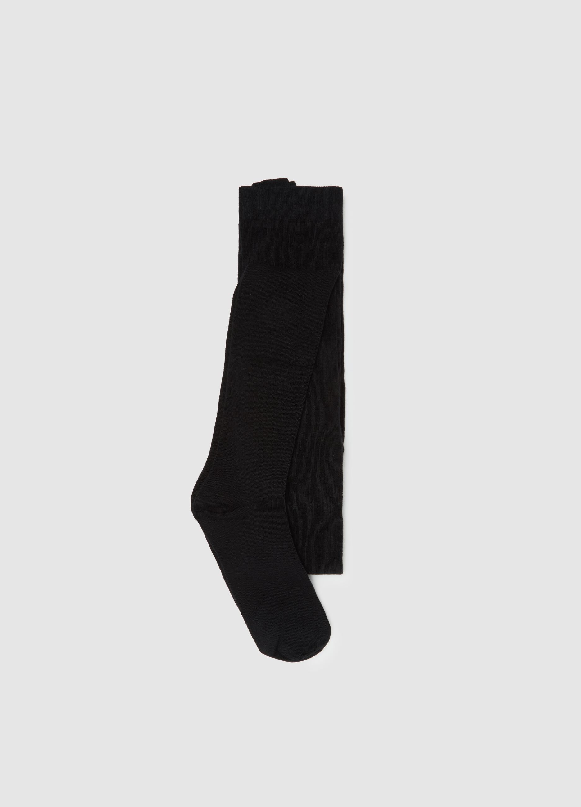 Black elastic tights in viscose and cashmere blend