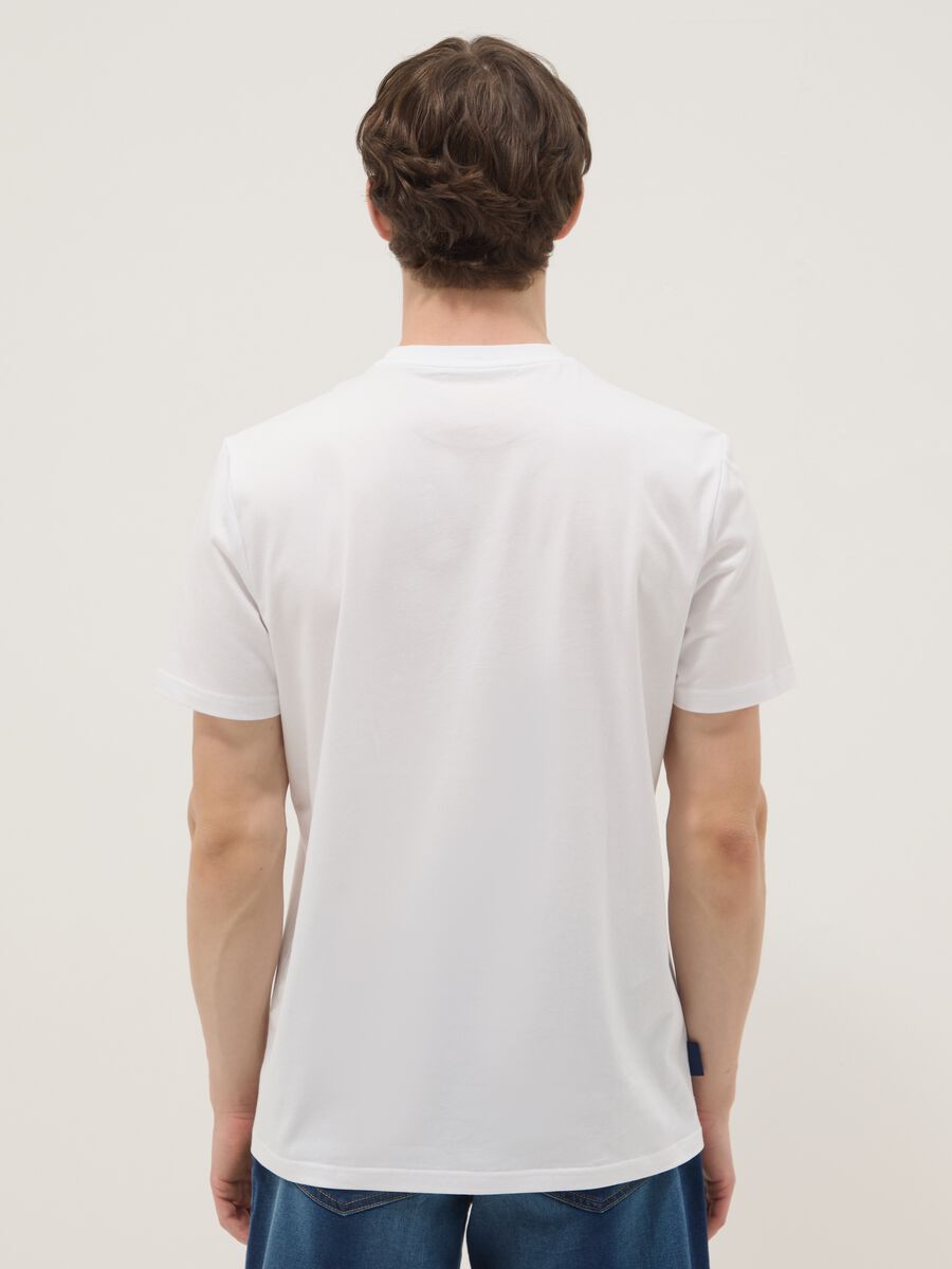 White pure cotton T-shirt with print, regular fit_2