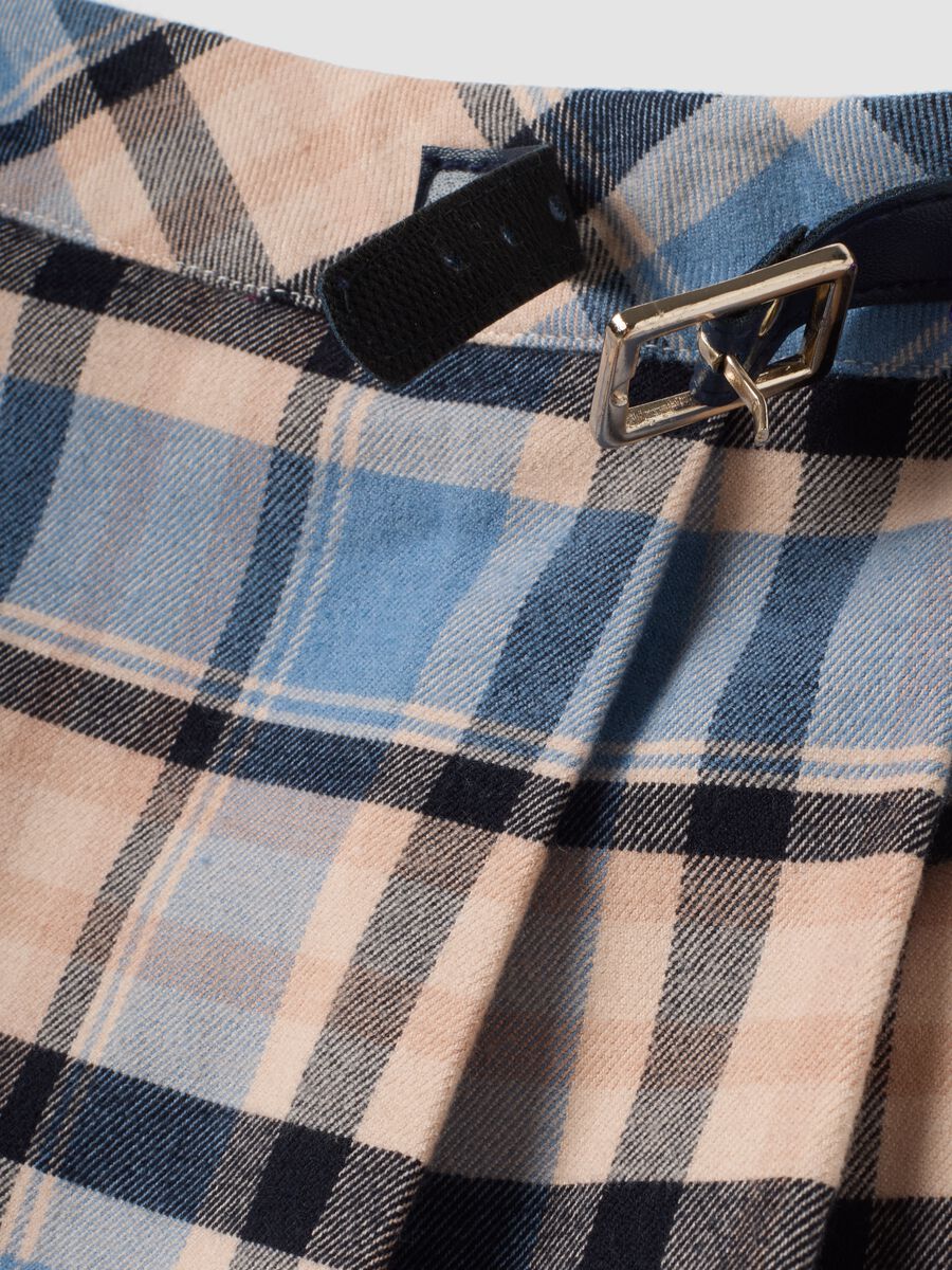 Blue checked stretch viscose skort_2