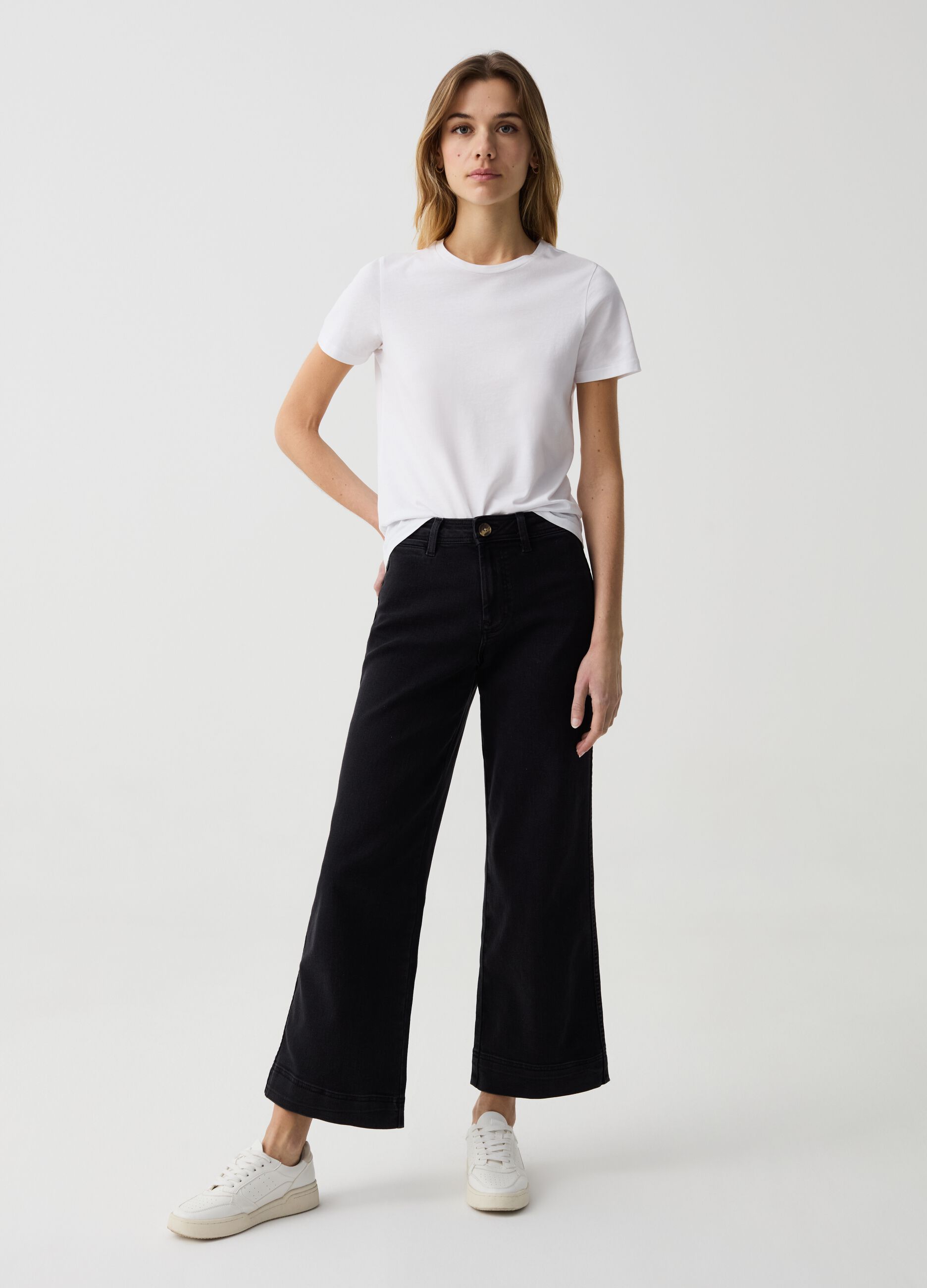 Jeans culotte wide leg cropped