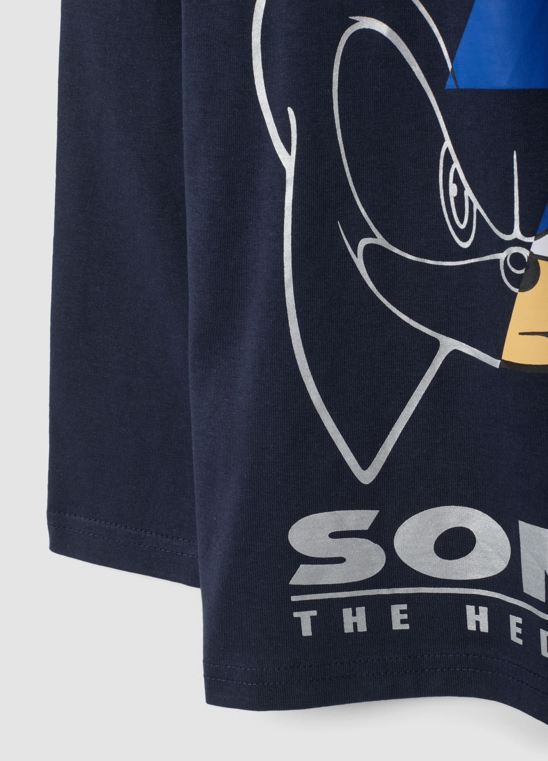 Blue pure cotton crew-neck Sonic T-shirt for boys