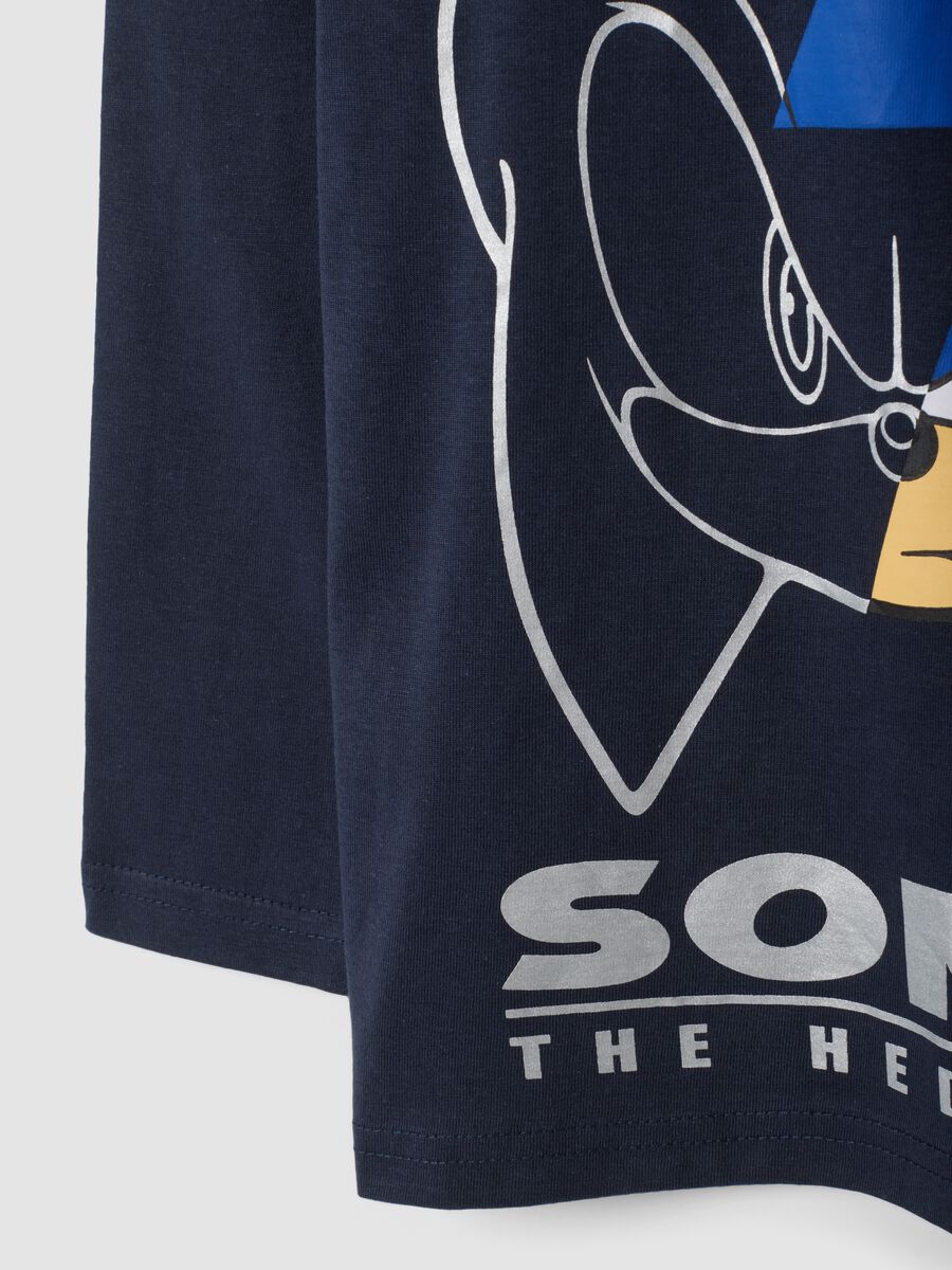 Blue pure cotton crew-neck Sonic T-shirt for boys_3