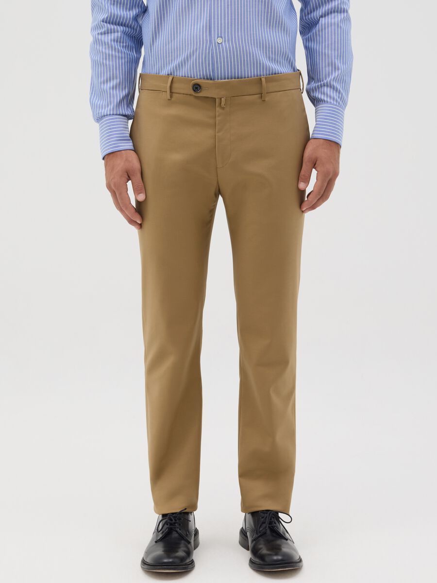 Beige slim-fit chino trousers_1