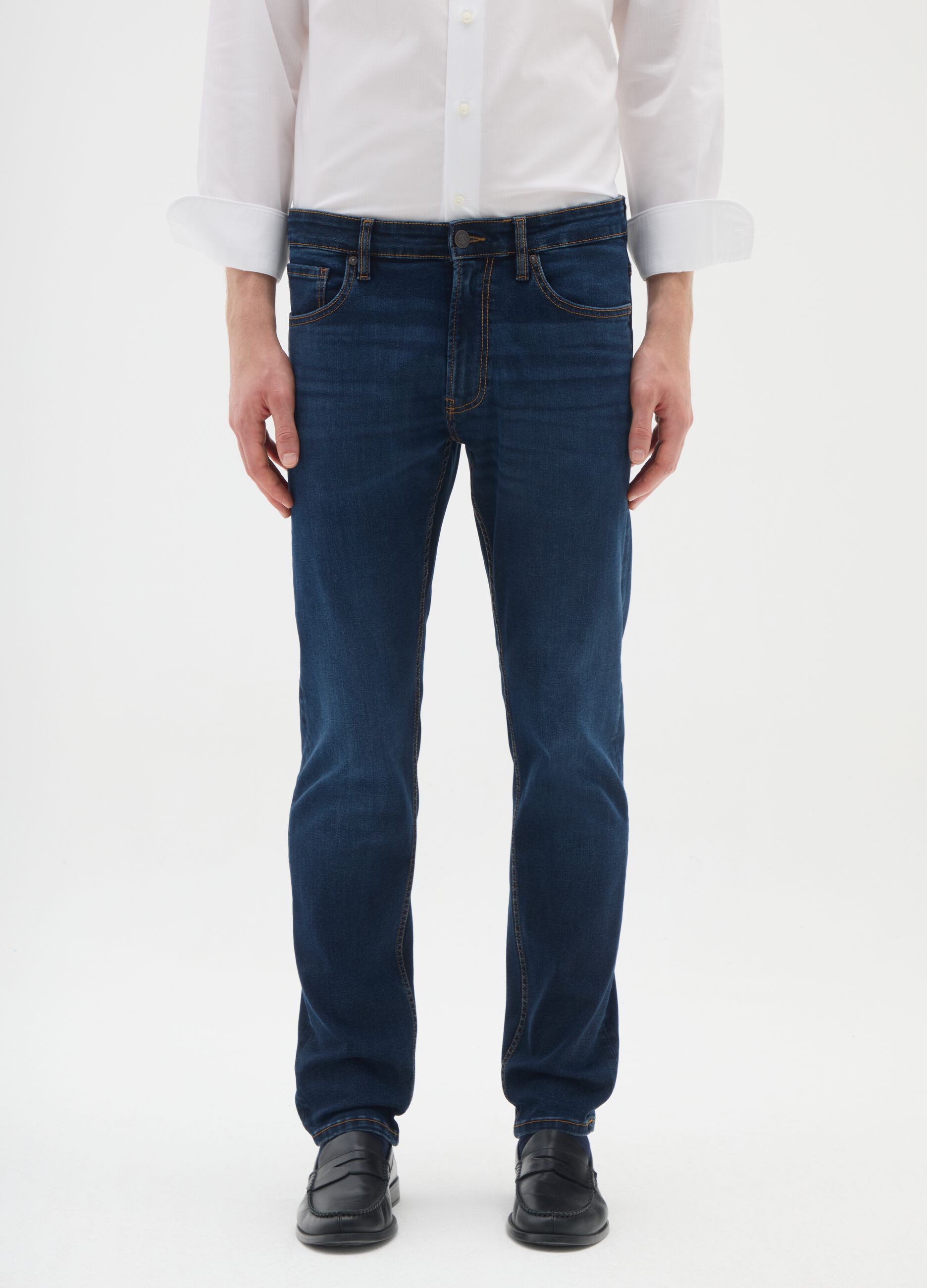 Blue slim fit denim trousers