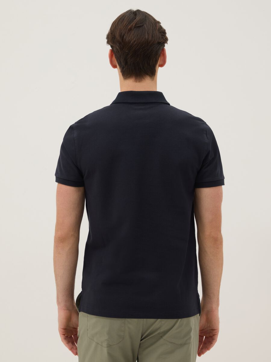 Polo in puro cotone blu slim fit_2