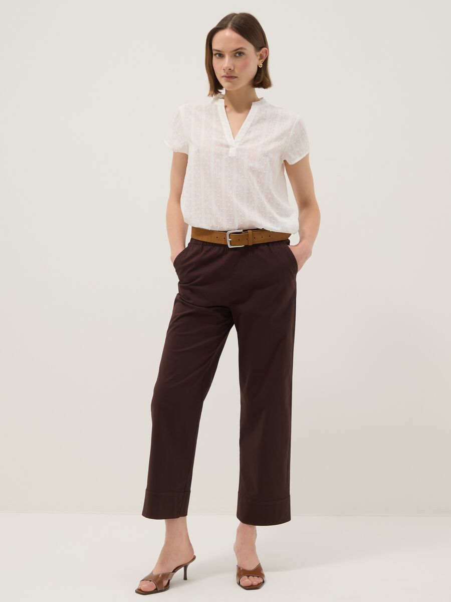 Straight Stretch Cotton Brown Jogger Trousers_0