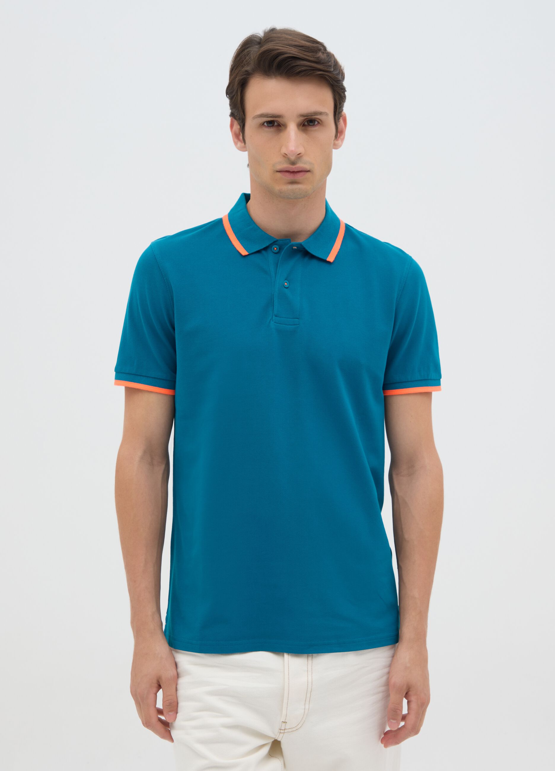 Men's Stretch Cotton Multicolour Polo Regular Fit