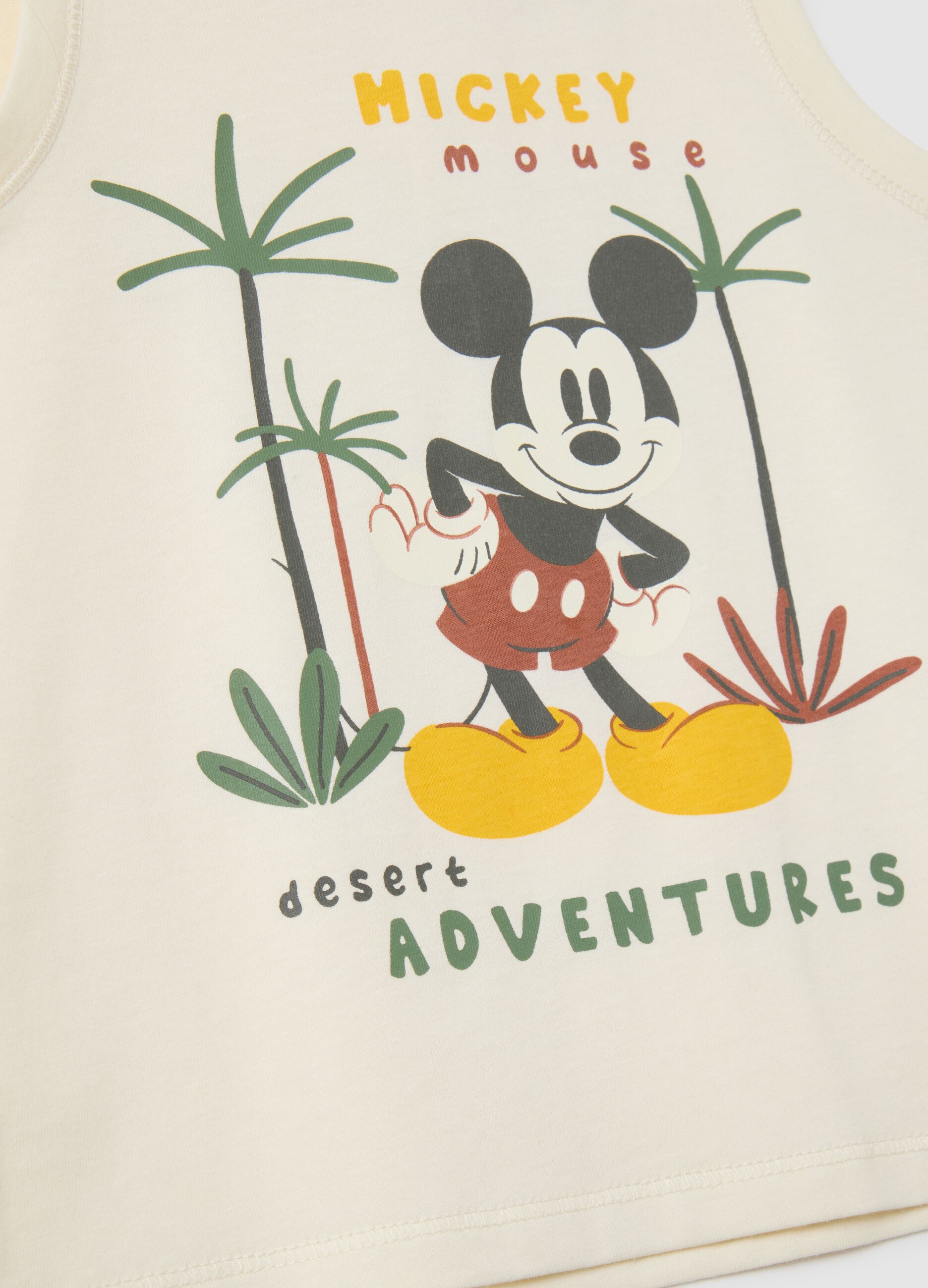 Children's beige pure cotton vest regular fit Mickey Mouse