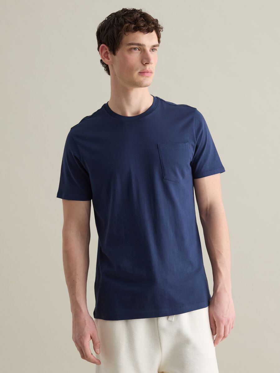 Short sleeve cotton T-shirt in Lead blue_0