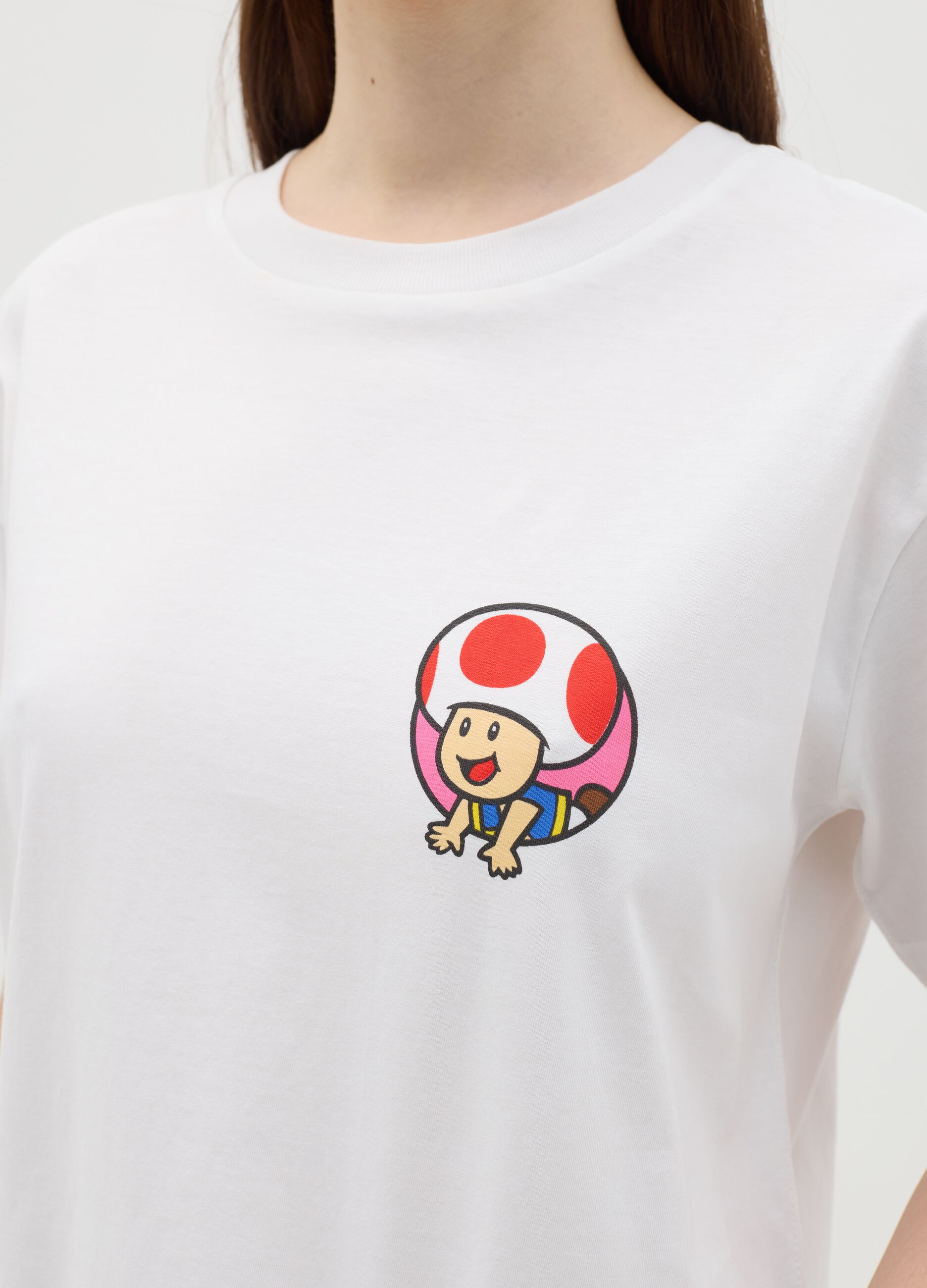 White T-shirt in cotton with Super Mario™ Toad print