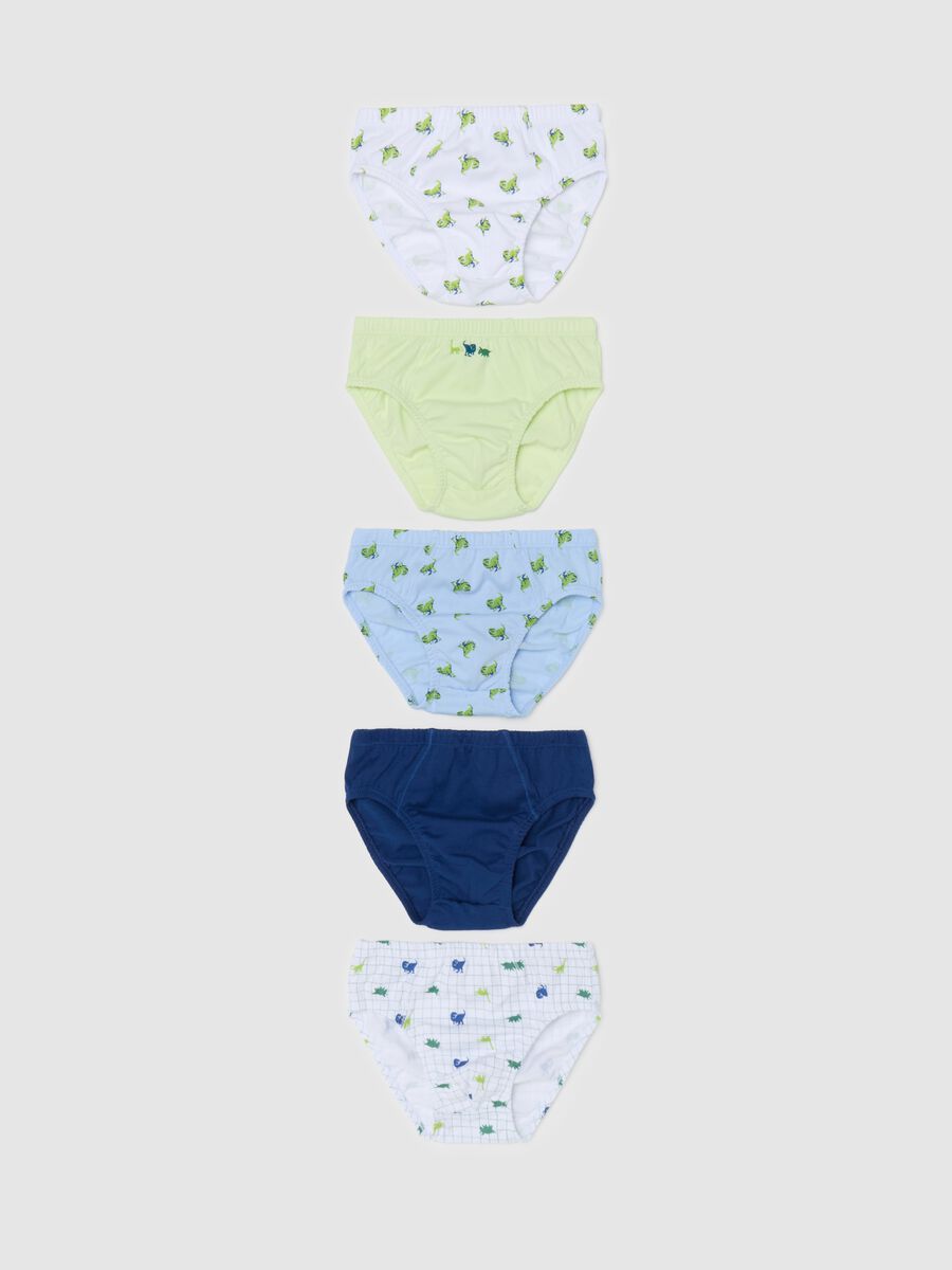Five-pack cotton briefs with dinosaurs print_0