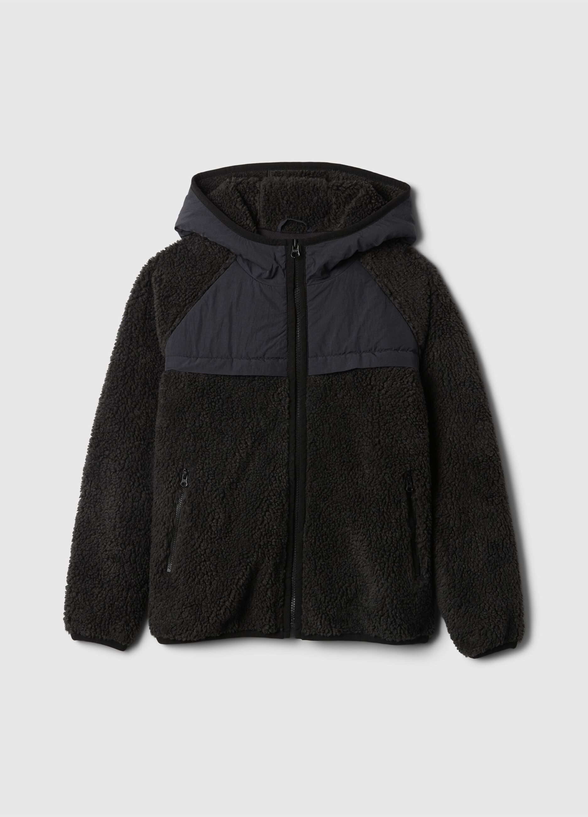 Giacca in sherpa con cappuccio