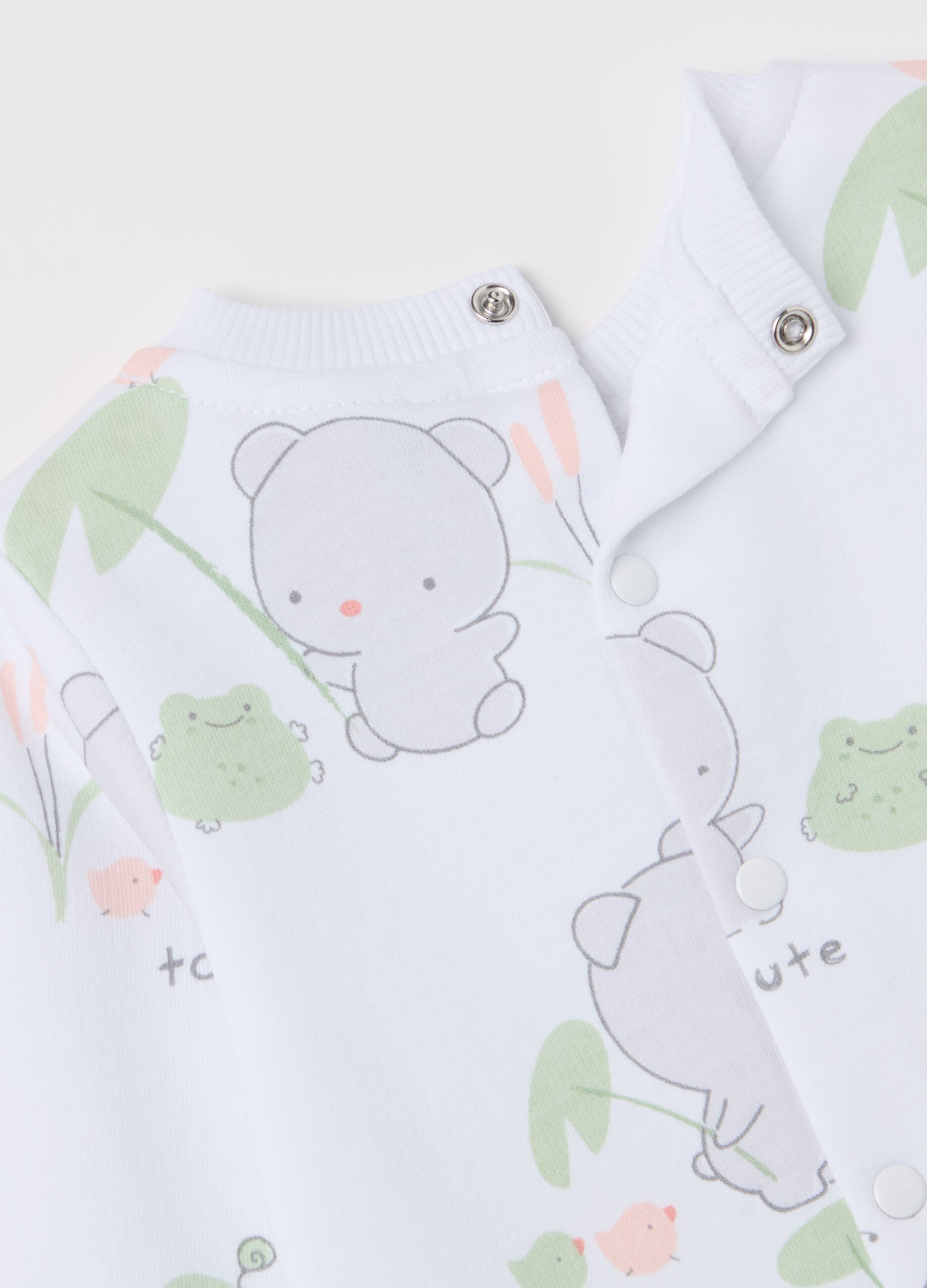 Cotton onesie with teddy bear print