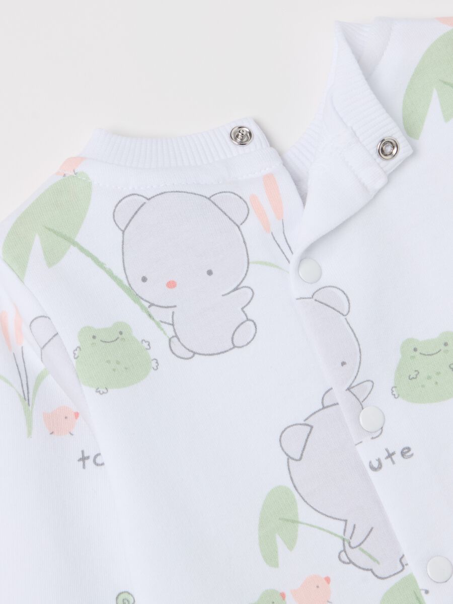 Cotton onesie with teddy bear print_2
