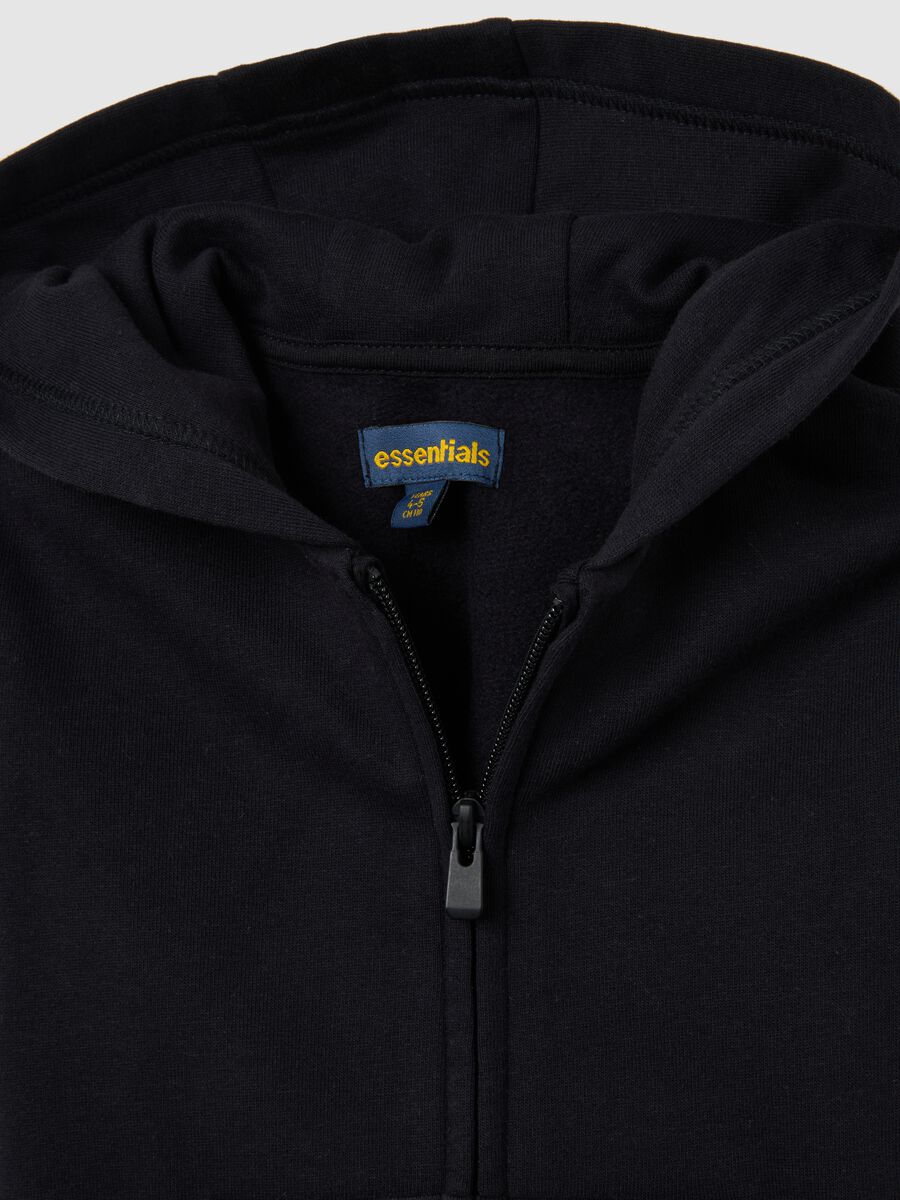 Girl's black pure cotton regular fit hoodie with zip_2
