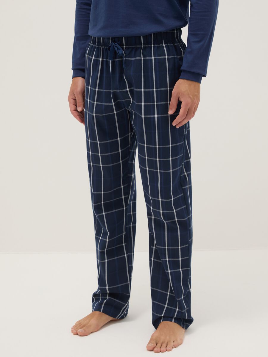 Blue checked pure cotton pyjamas, regular fit_3