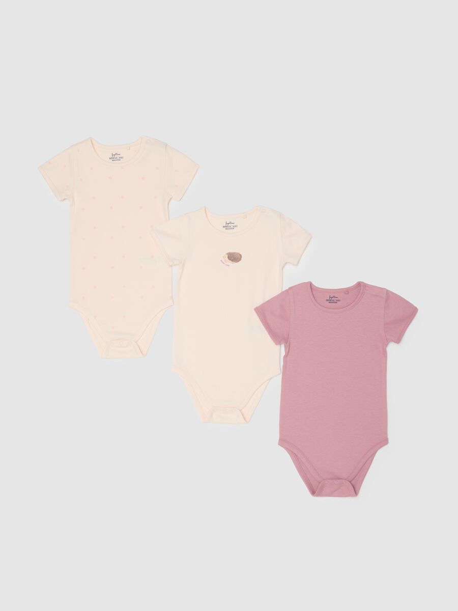 Tripack body da neonata in puro cotone multicolor a maniche corte_0