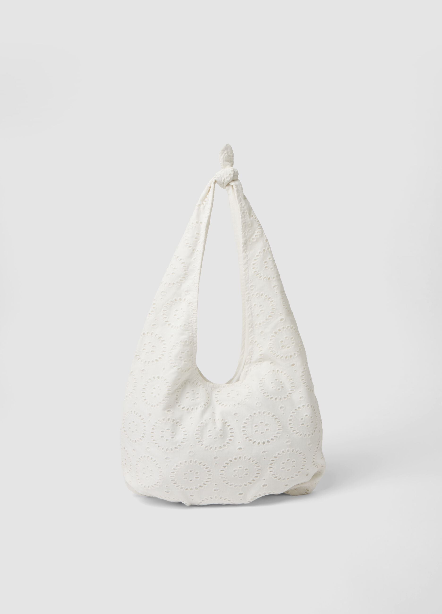 White broderie anglaise cotton beach bag