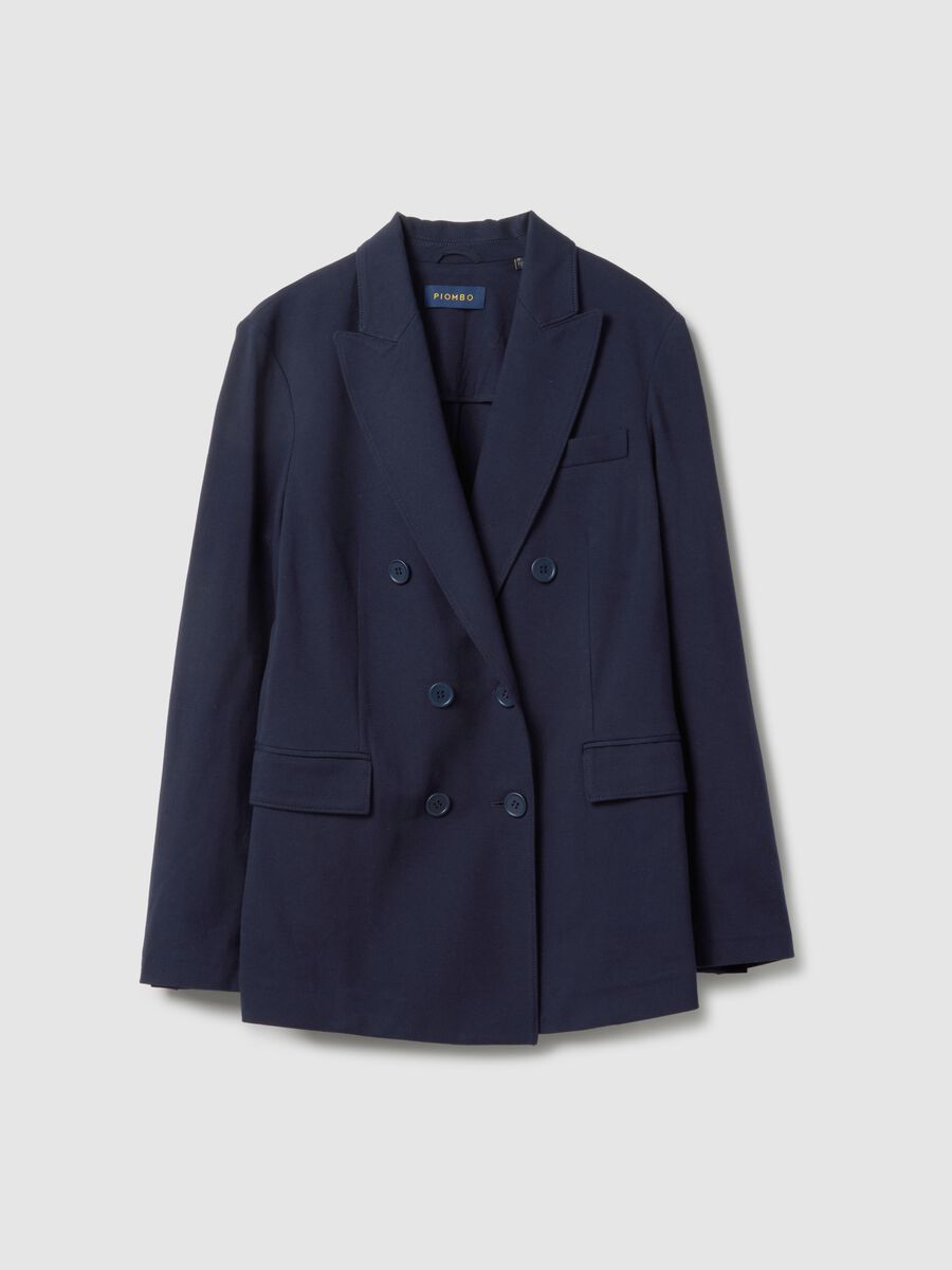Blazer in cotone elasticizzato blu regular fit_4