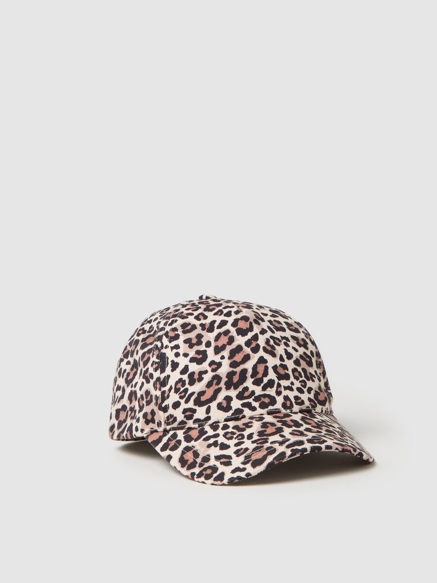 Leopard print hat in pure cotton_0