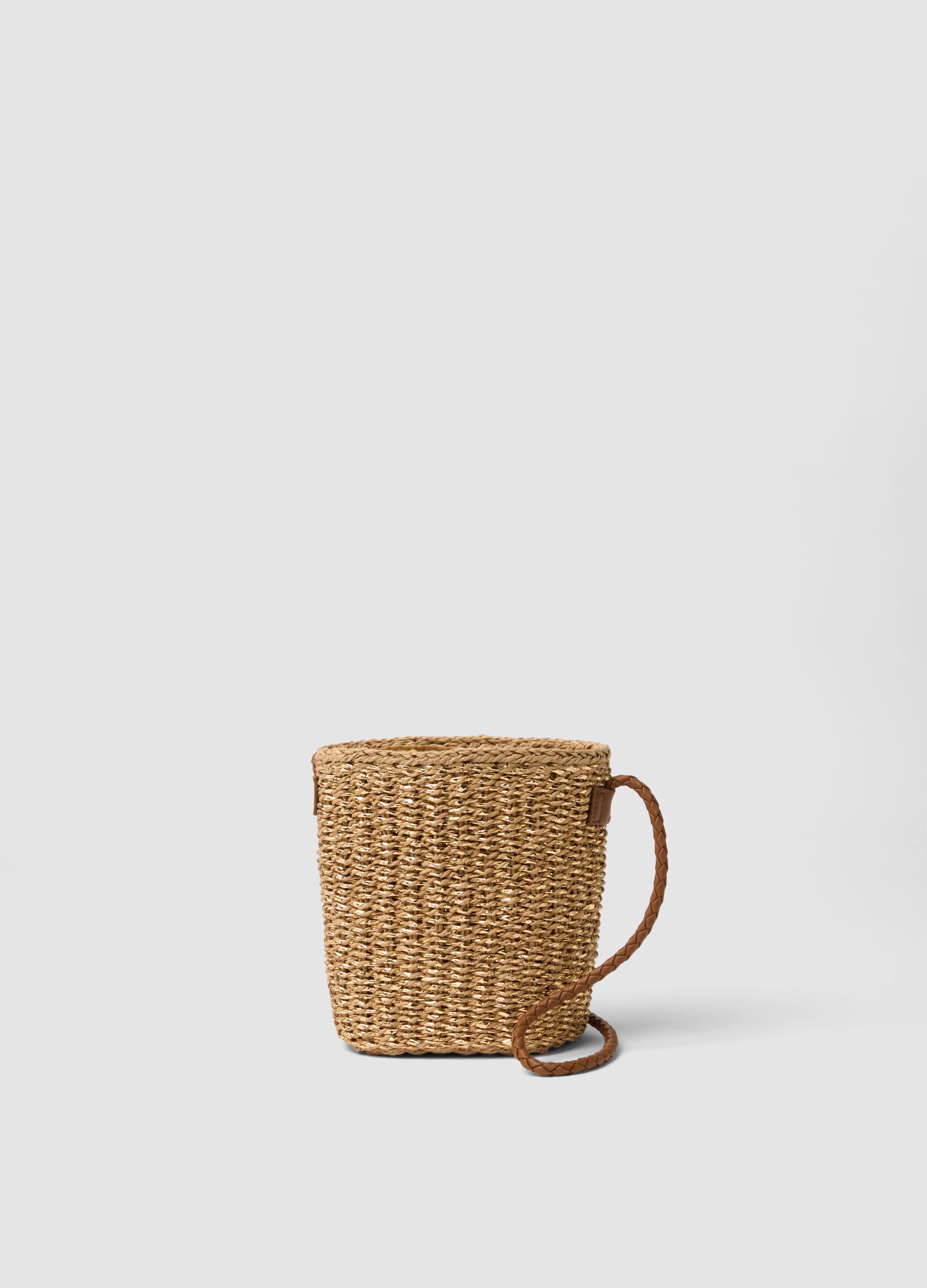 Bag in Pure Beige Paper Fabric with Shoulder Strap
