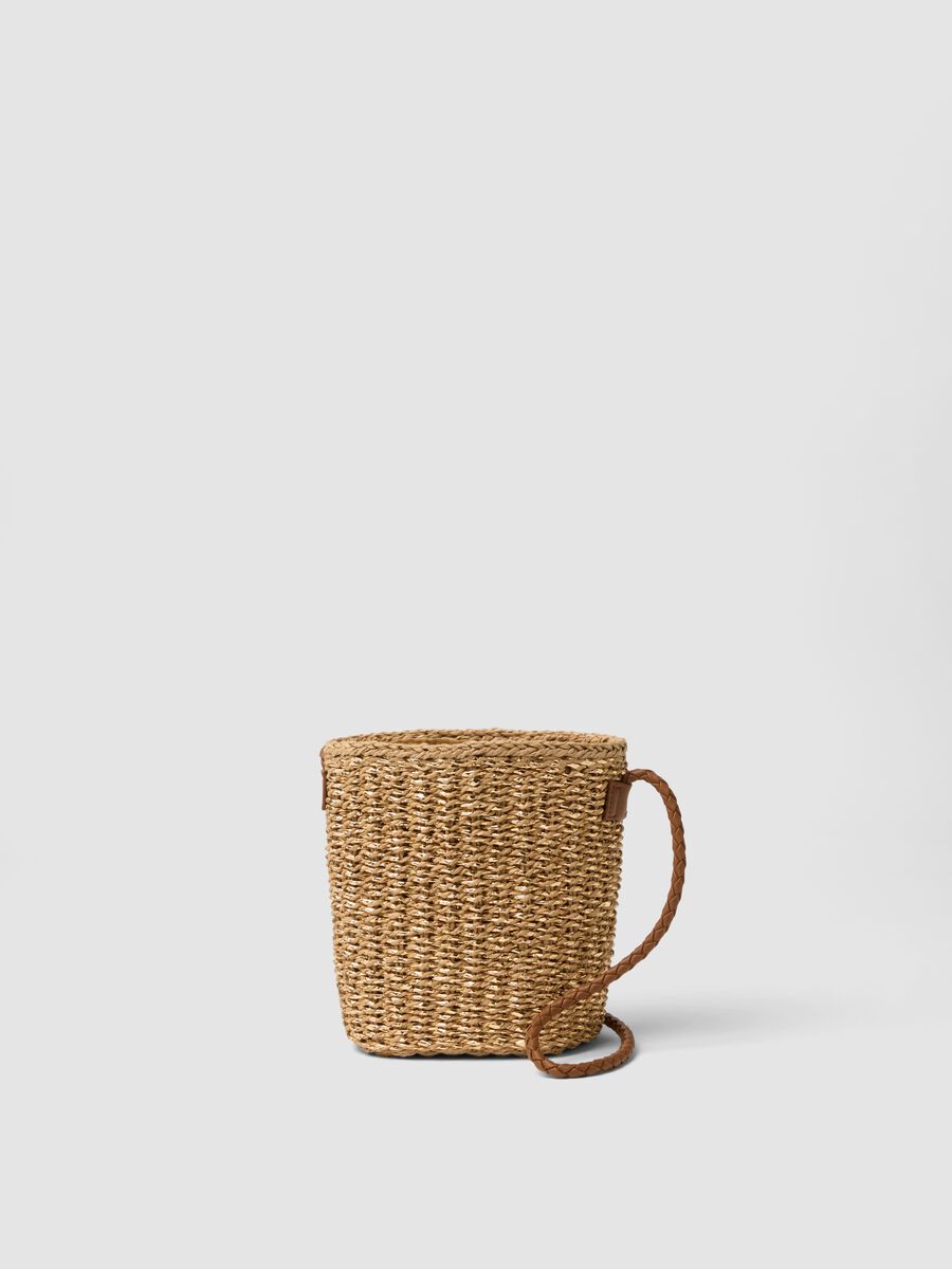 Bag in Pure Beige Paper Fabric with Shoulder Strap_1