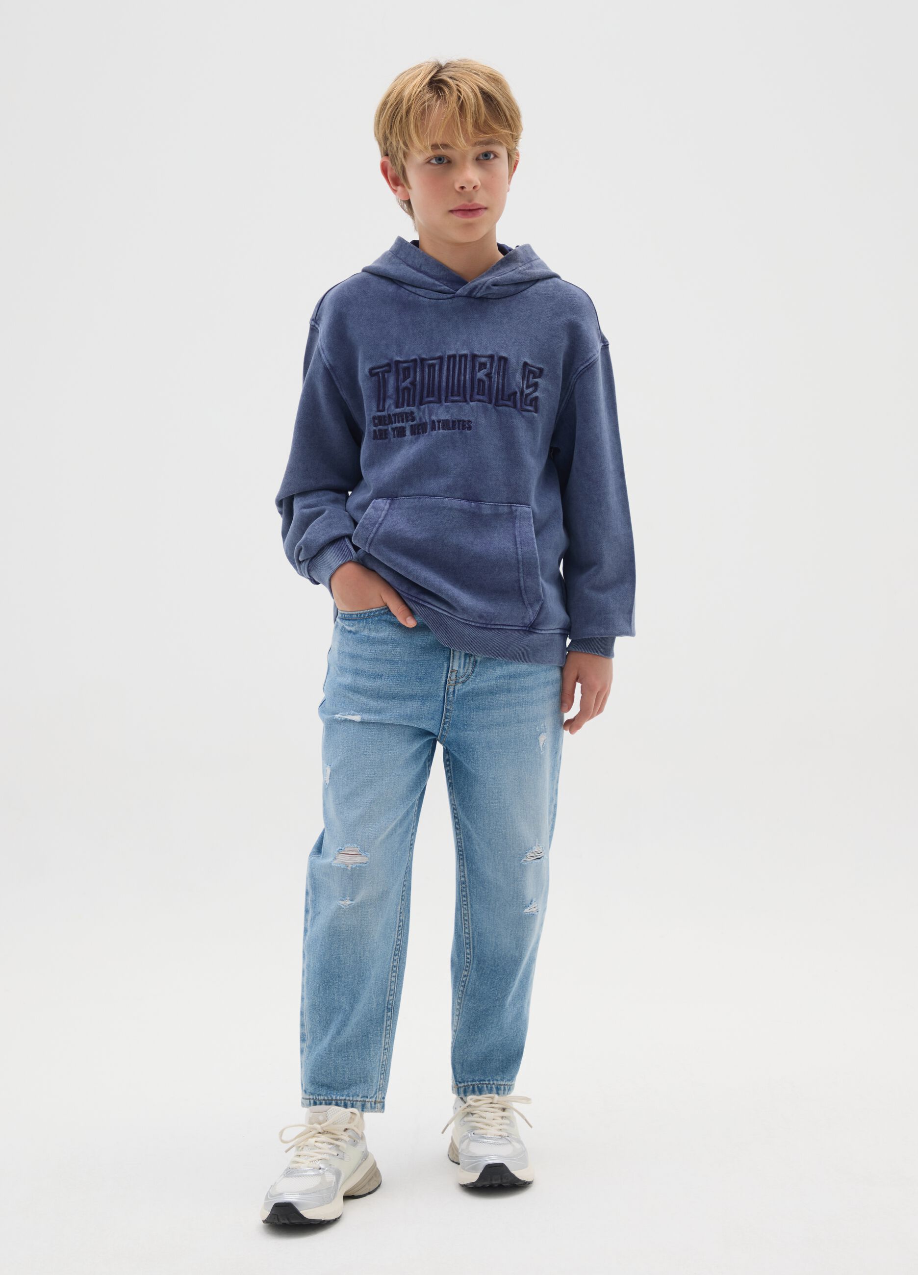 Boys' pure cotton baggy denim jeans