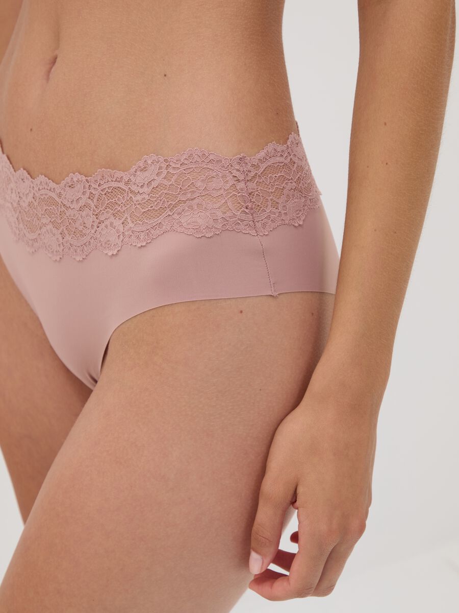 Slip rosa in microfibra elasticizzata con pizzo_3