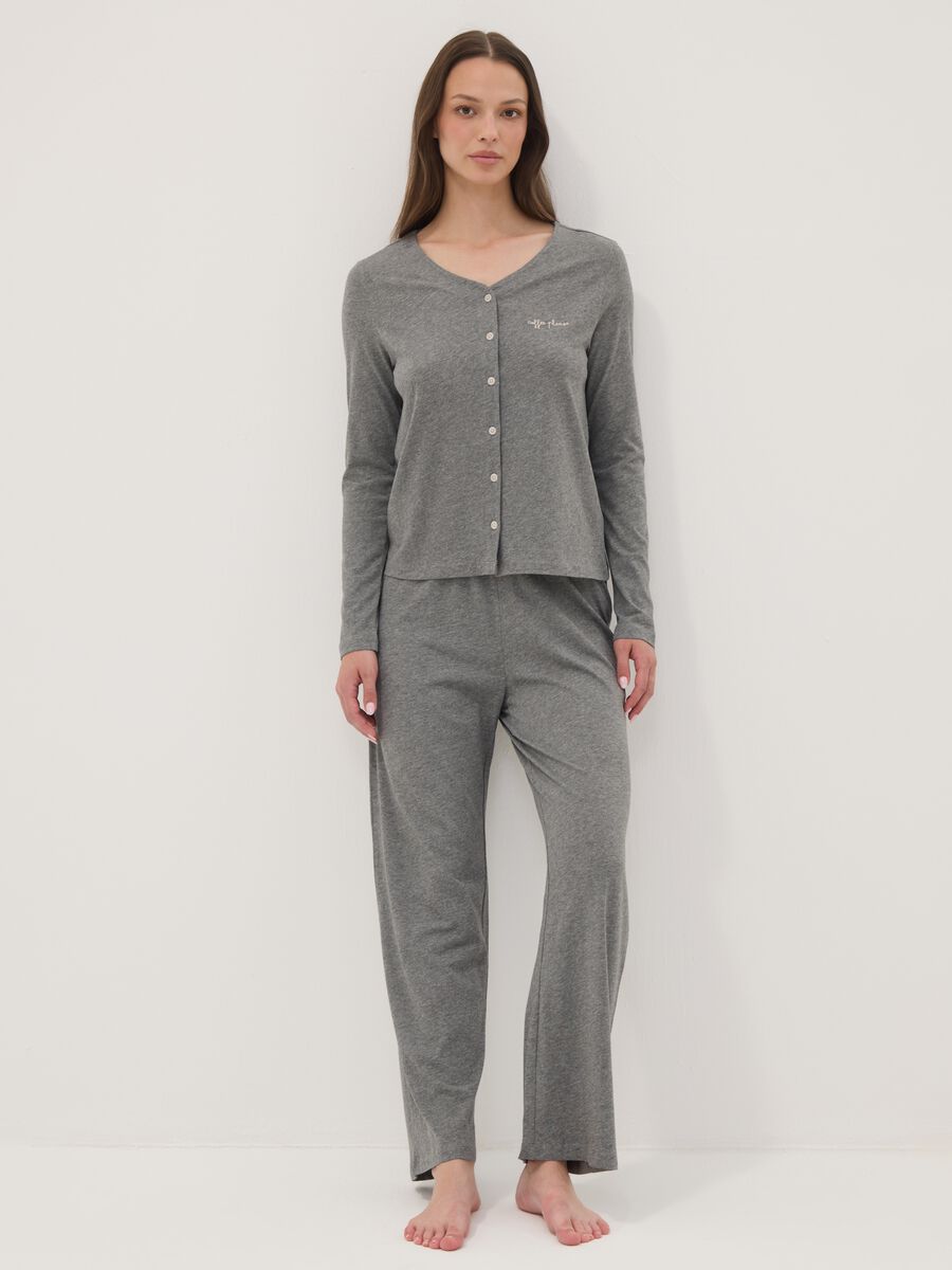 Pantaloni pigiama grigi in misto cotone viscosa_0