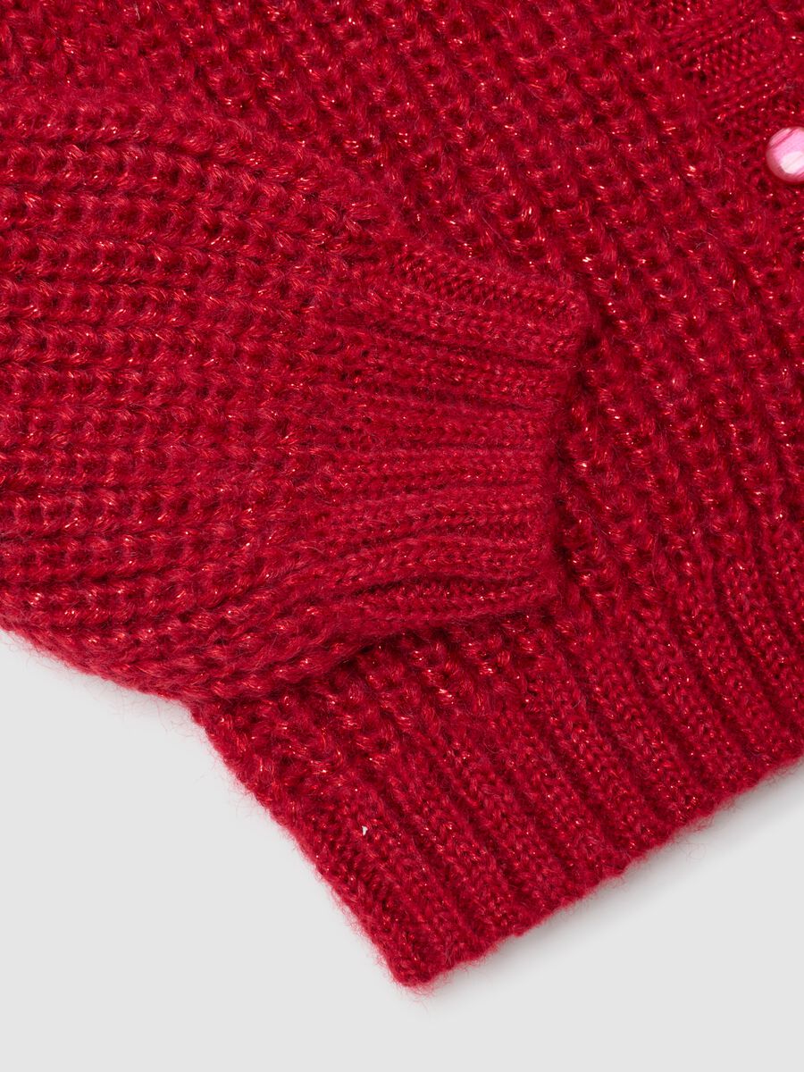 Red knitted cardigan for girls regular fit_3