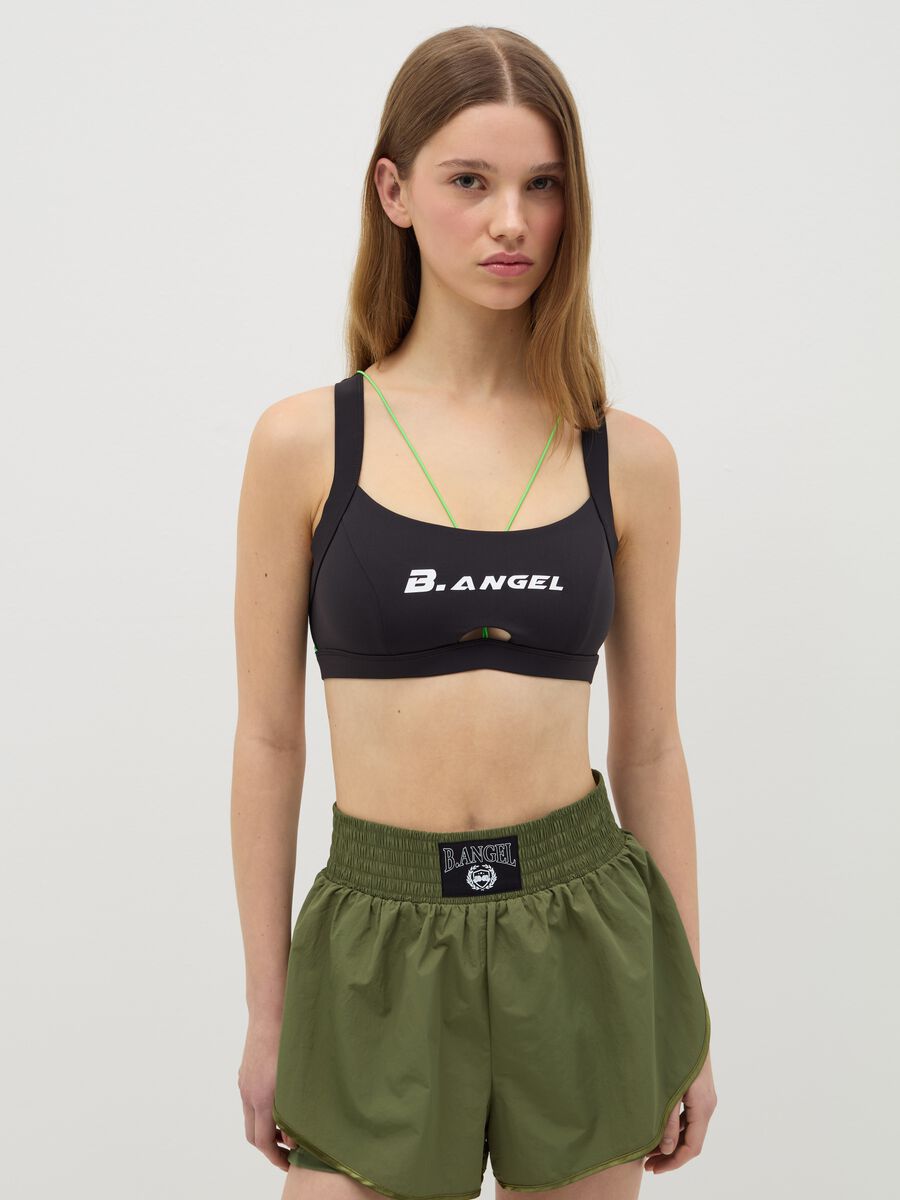 Cropped sports tank top with fluorescent details_0