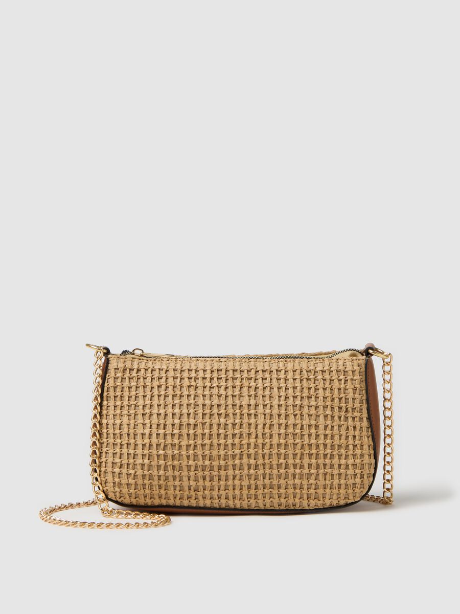 Beige shoulder bag in raffia_0